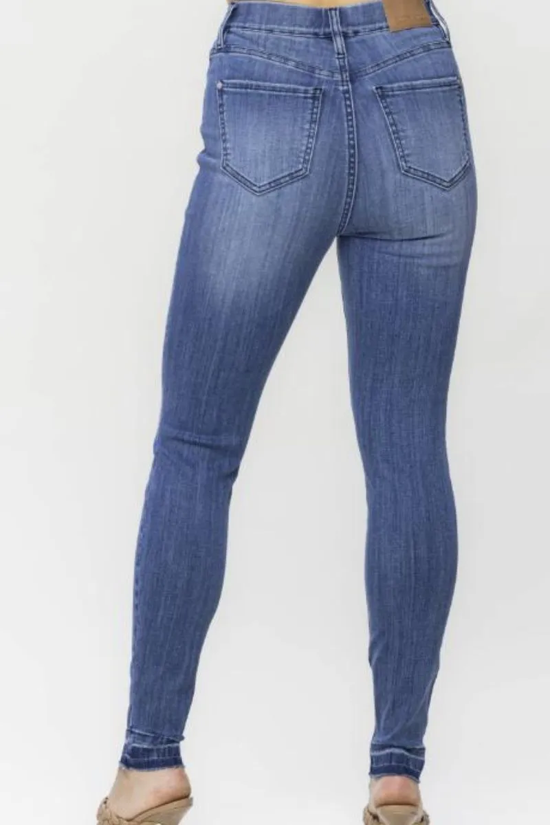 SALE! Judy Blue Curvy Layla Release Hem Pull On Medium Wash Skinny Jeans