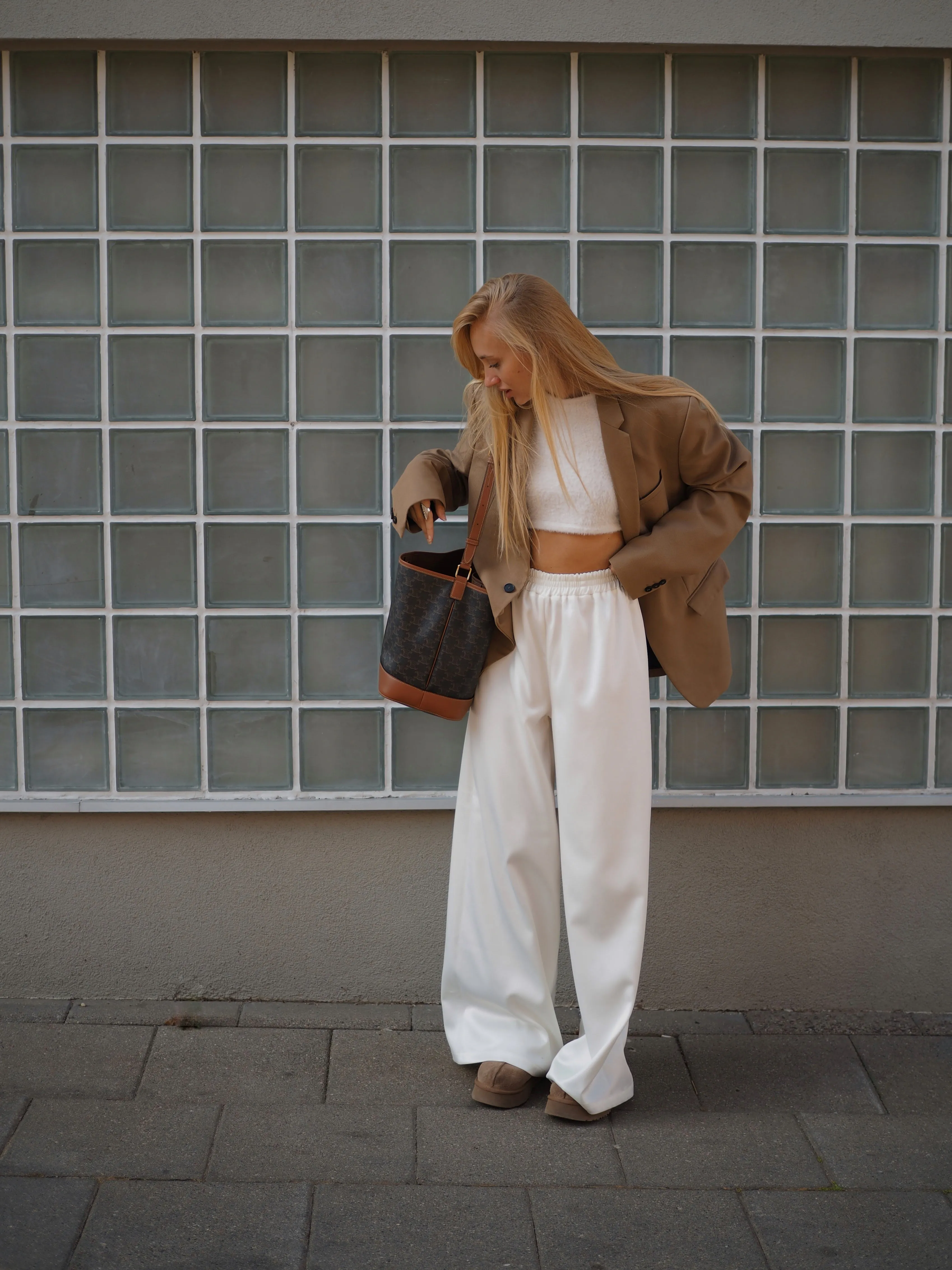 SATIN PANTS in Milky White
