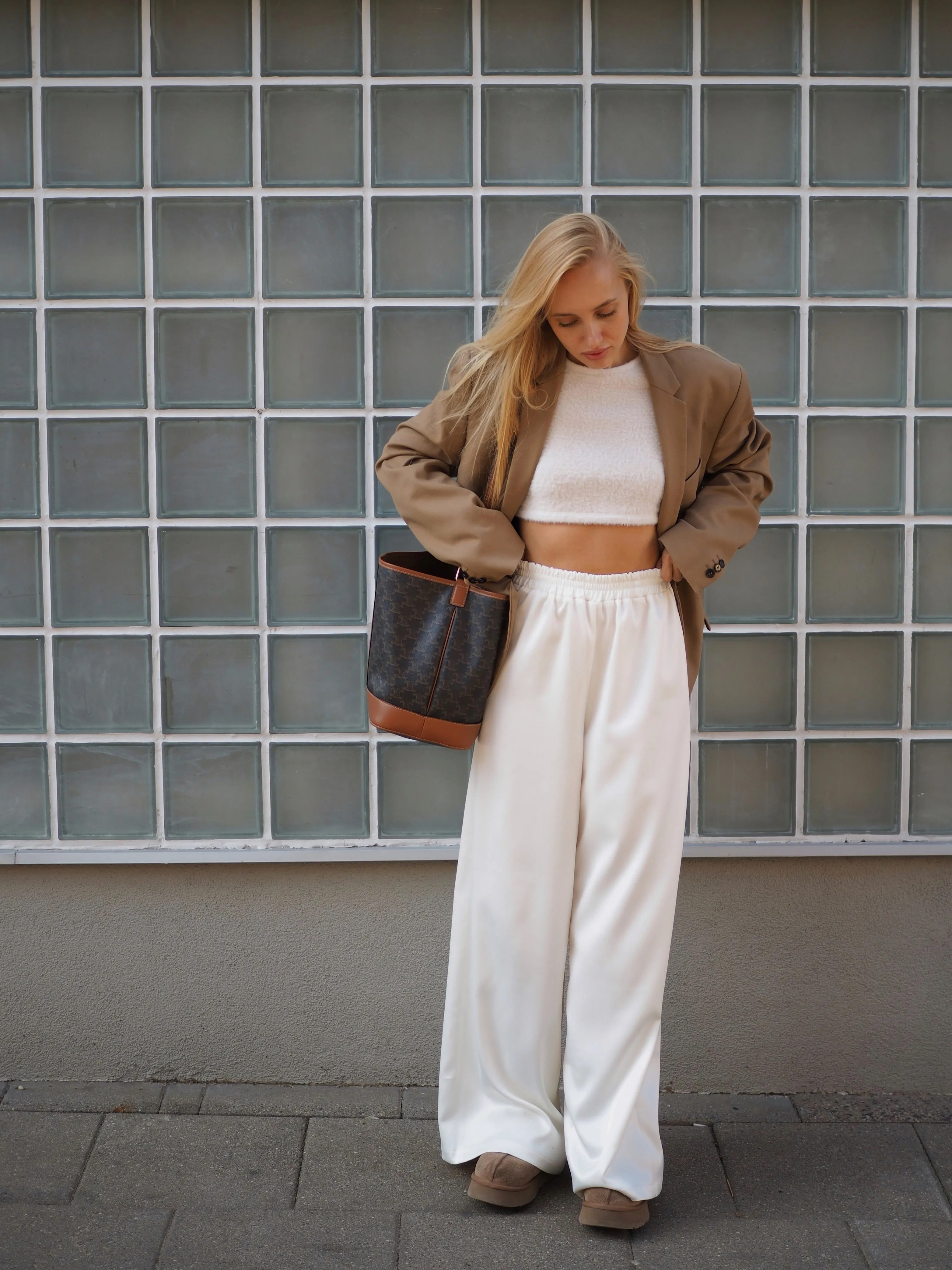 SATIN PANTS in Milky White