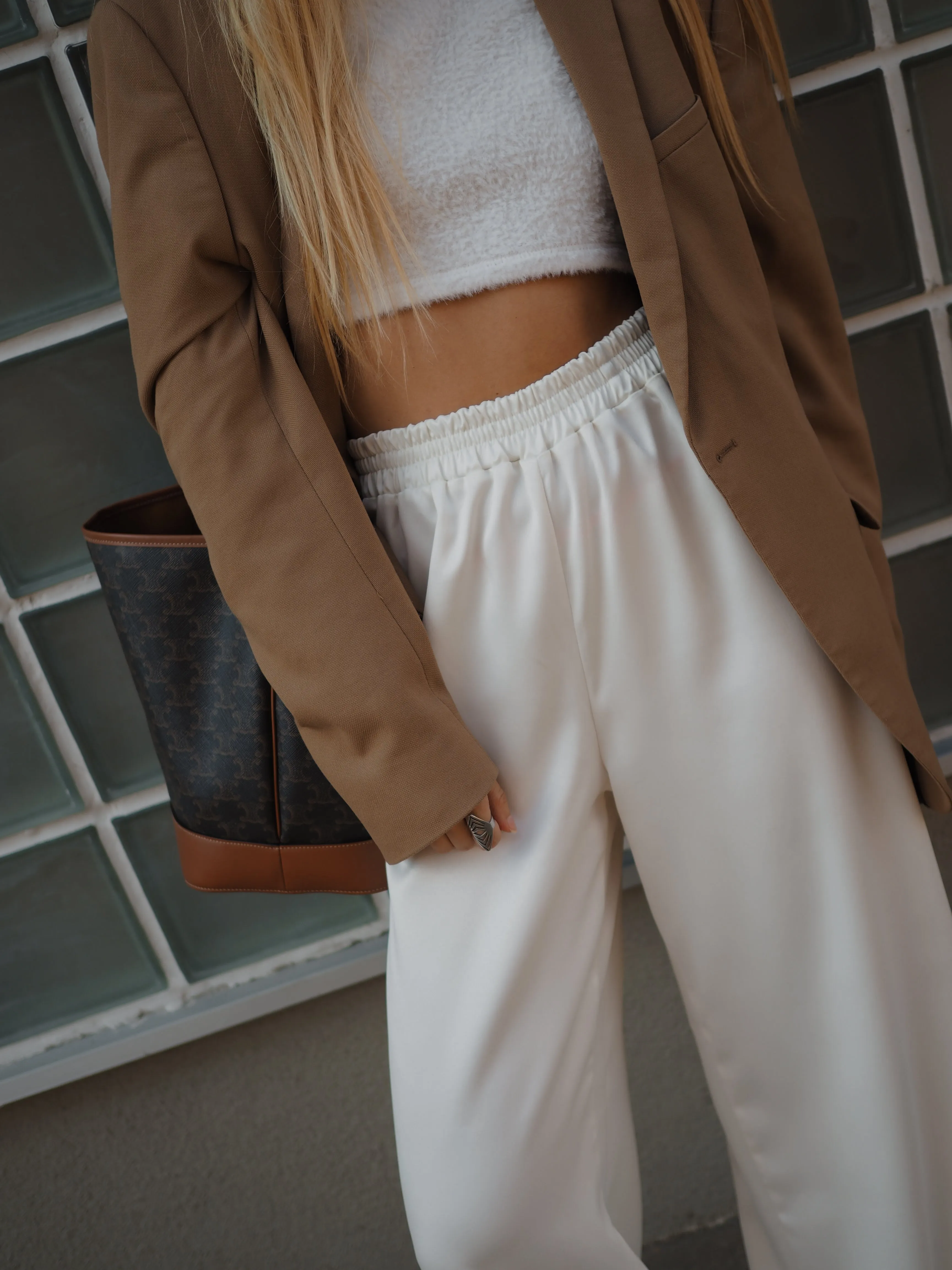 SATIN PANTS in Milky White