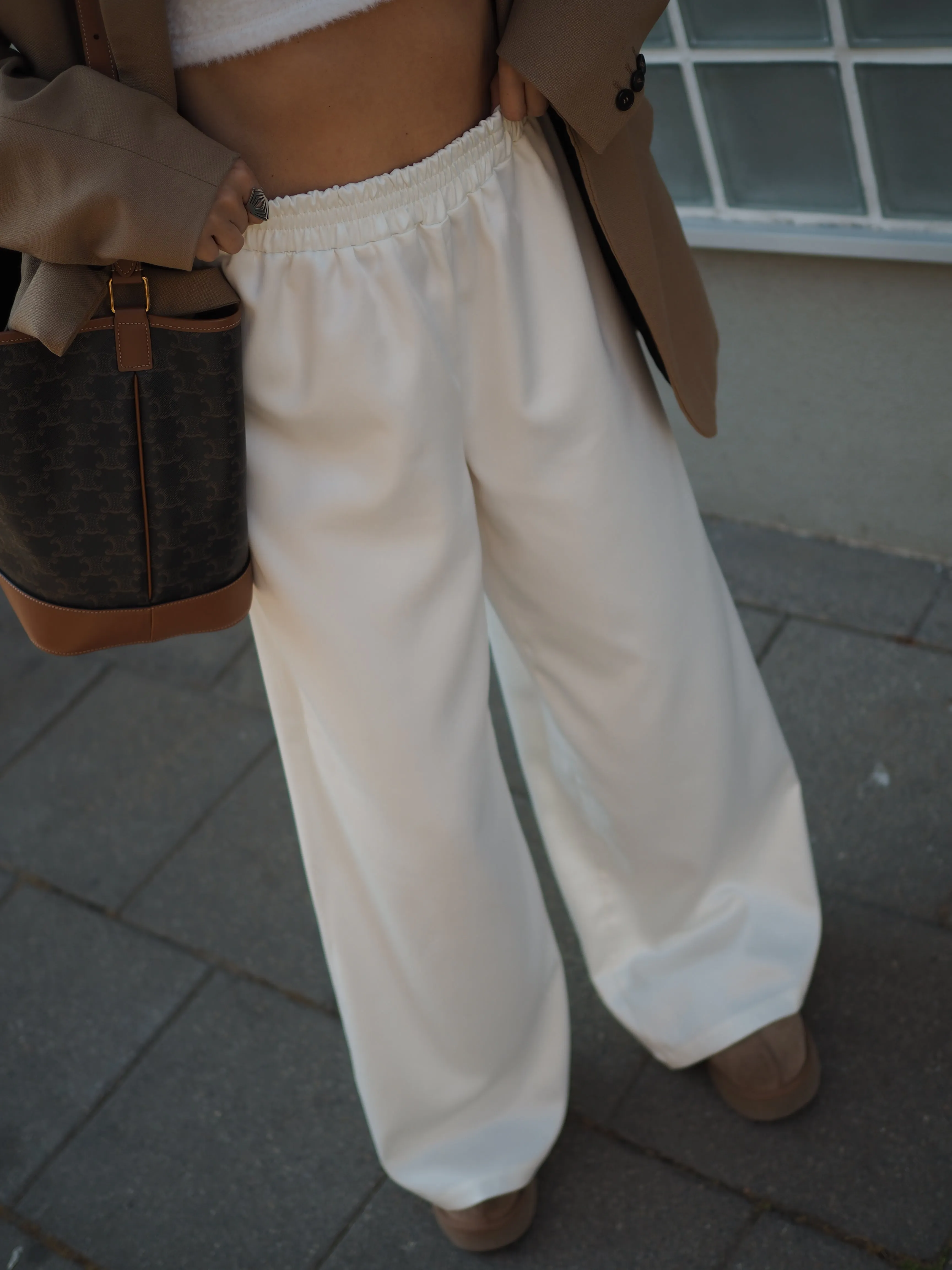 SATIN PANTS in Milky White
