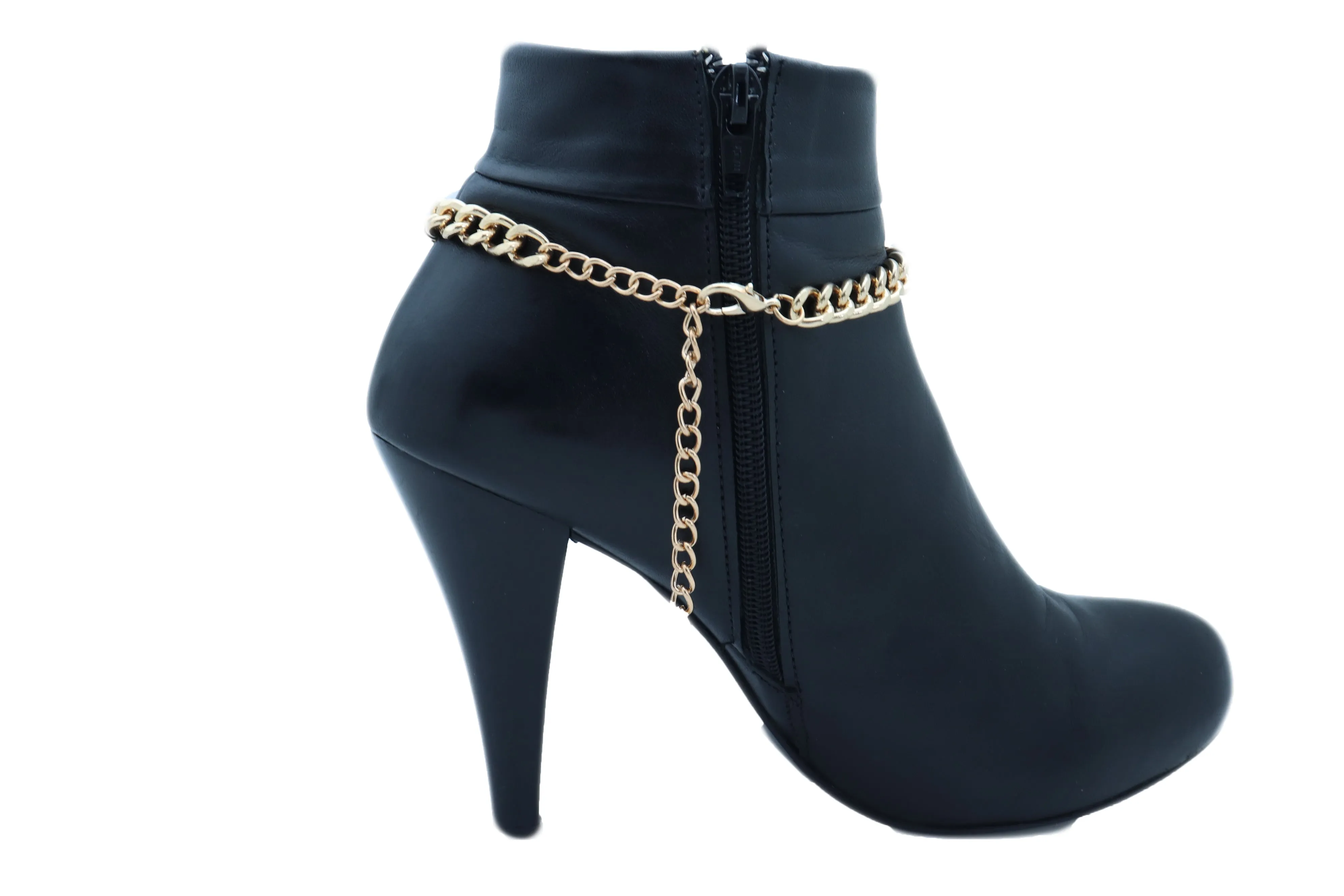 Sexy Women Gold Metal Chain Boot Bracelet Shoe Bling Zebra Charm