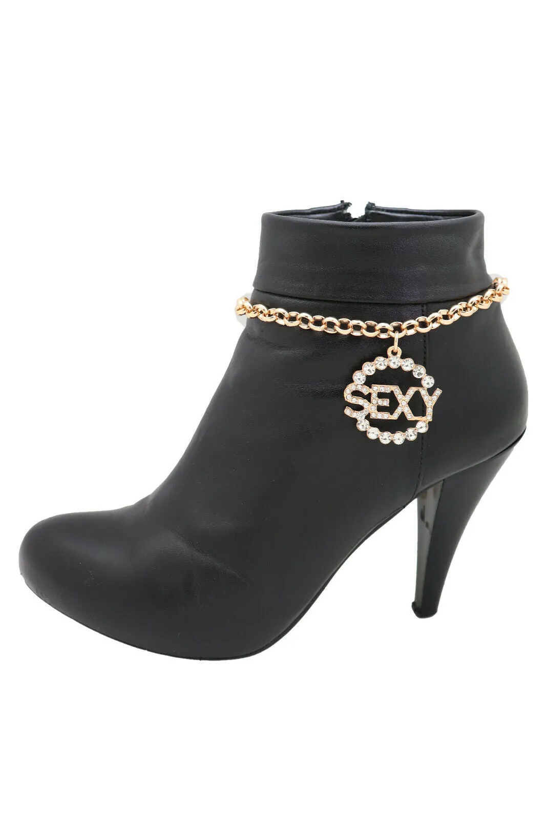 Shiny Gold Metal Chain Boot Bracelet Anklet Shoe SEXY Charm Bling Fashion