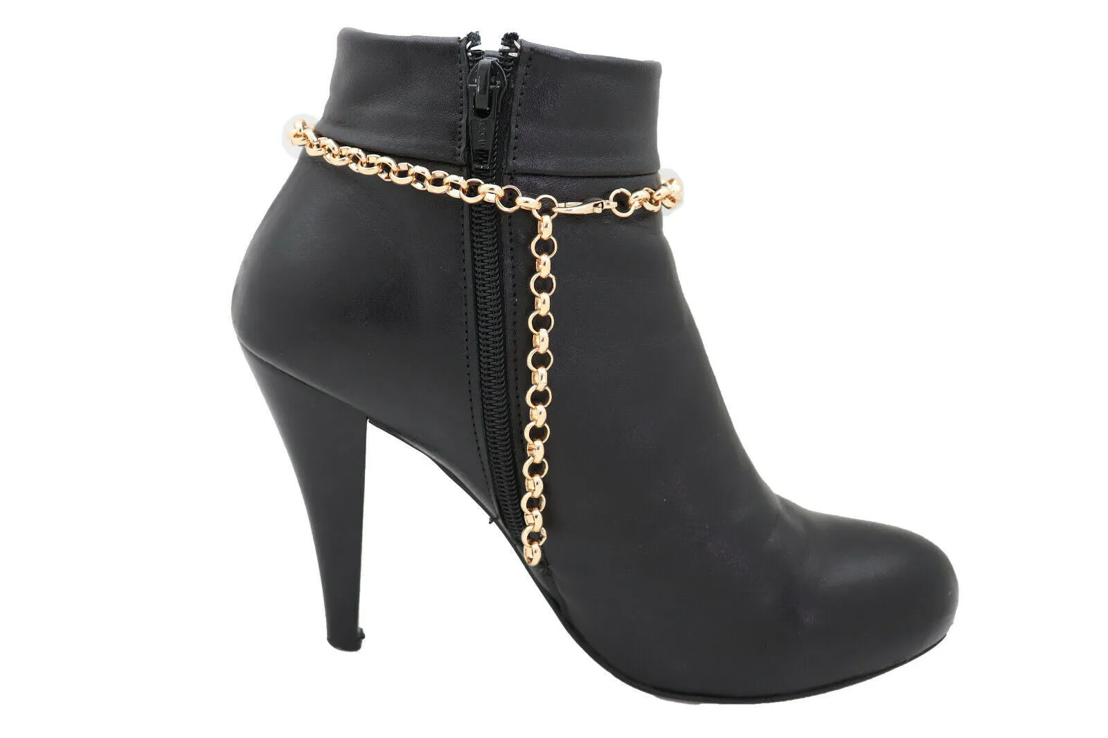 Shiny Gold Metal Chain Boot Bracelet Anklet Shoe SEXY Charm Bling Fashion