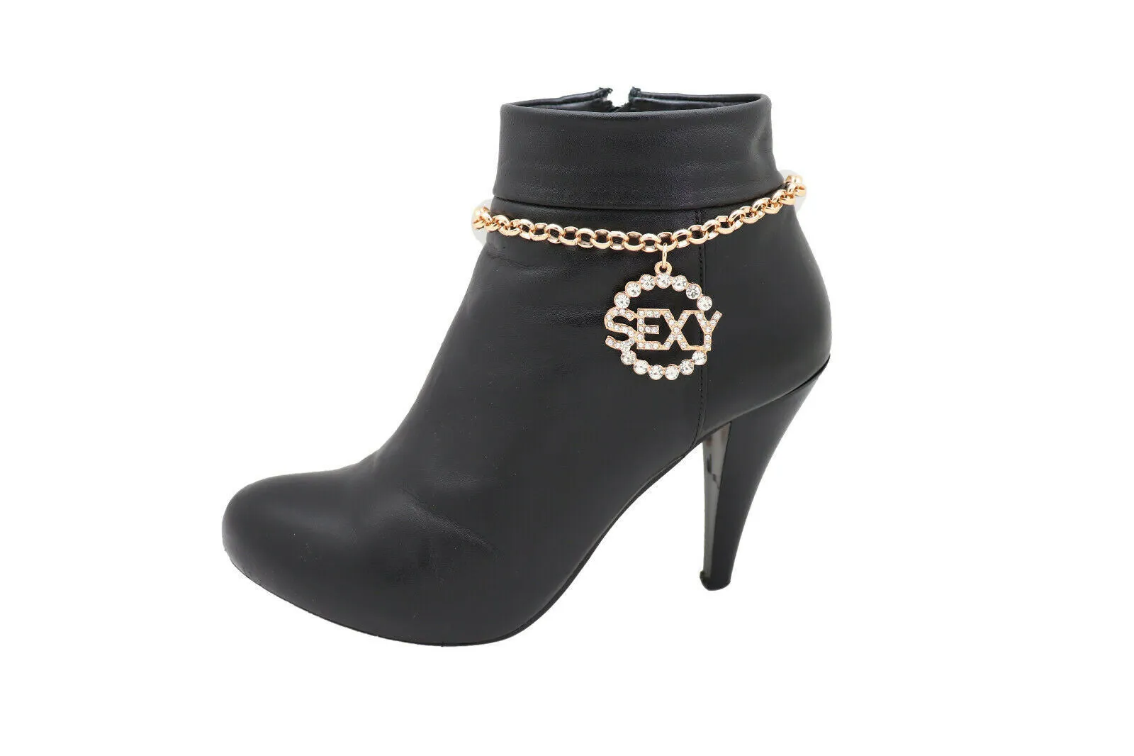 Shiny Gold Metal Chain Boot Bracelet Anklet Shoe SEXY Charm Bling Fashion