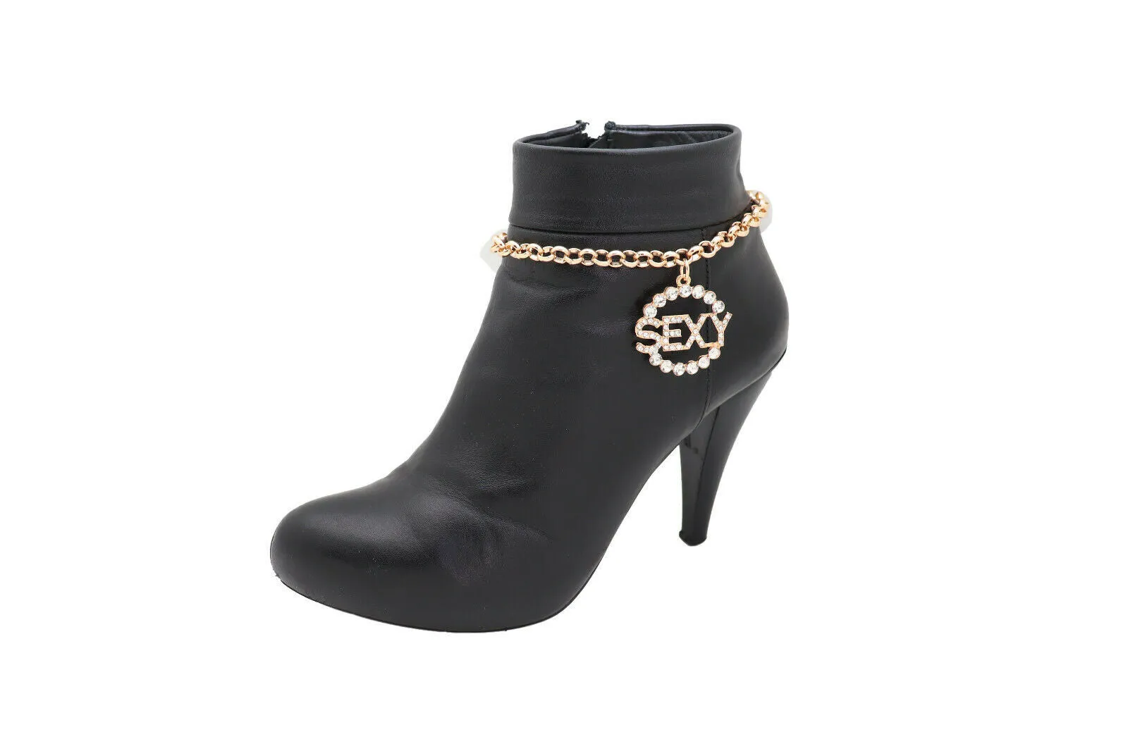Shiny Gold Metal Chain Boot Bracelet Anklet Shoe SEXY Charm Bling Fashion