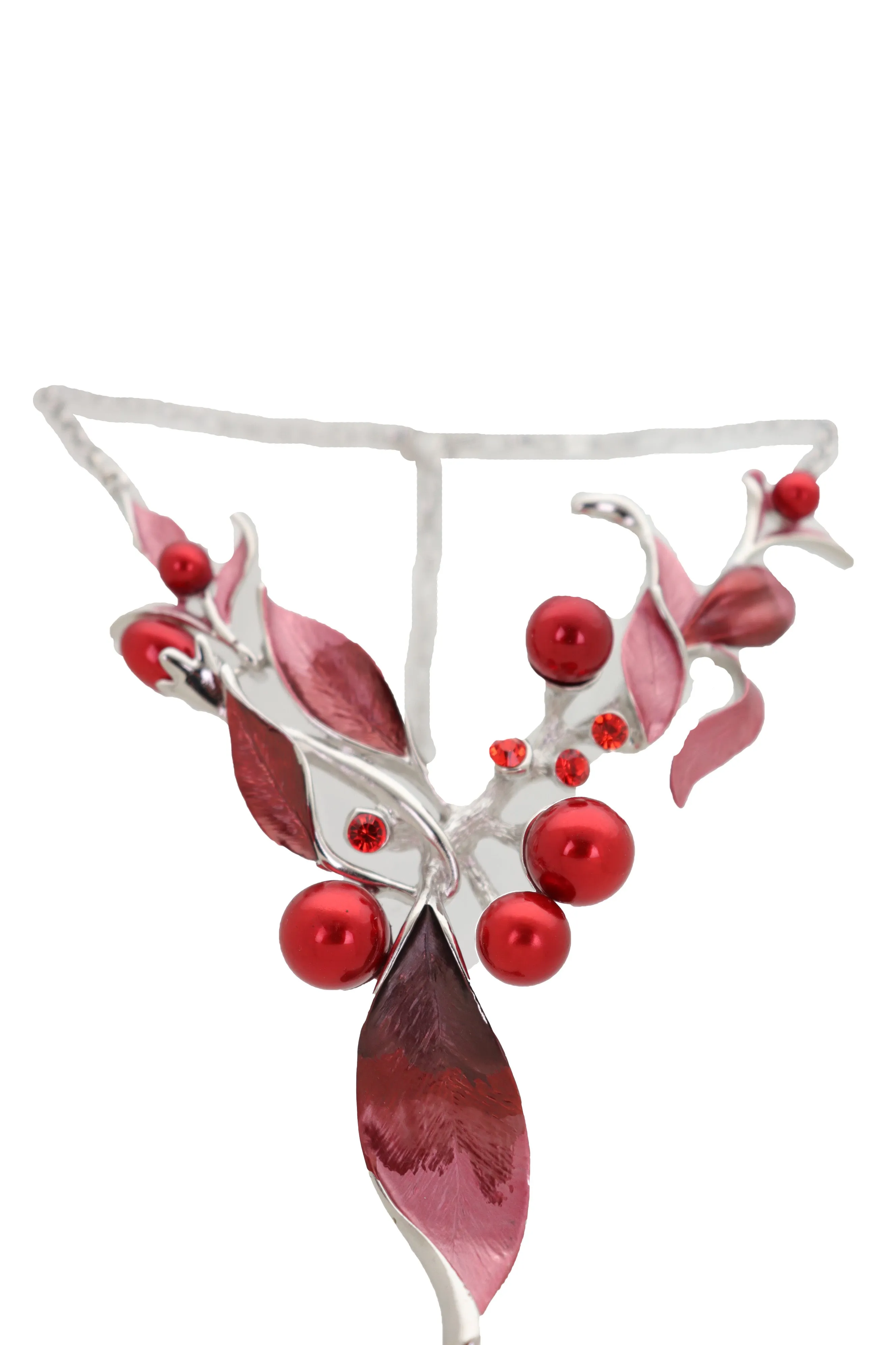 Silver Metal Boot Chain Bracelet Western Shoe Charm Jewelry Hot Red Flower