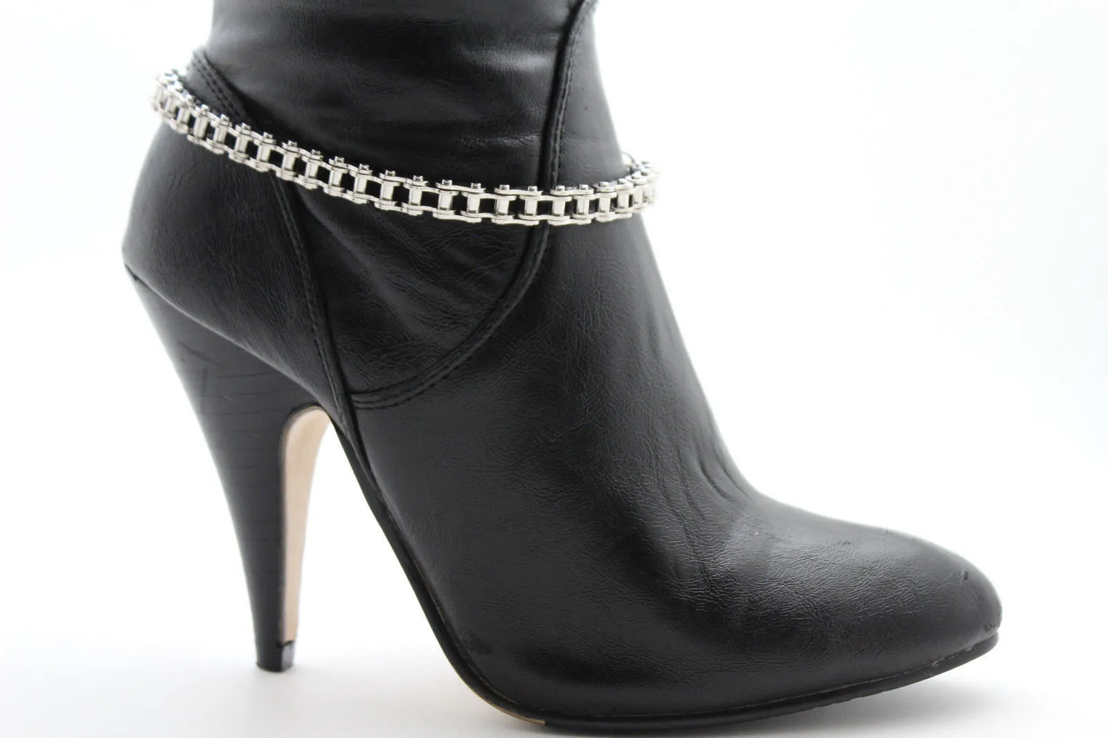 Silver Metal Boot Chains Bracelet Motorcycle Bling Anklet Charm Biker Shoe