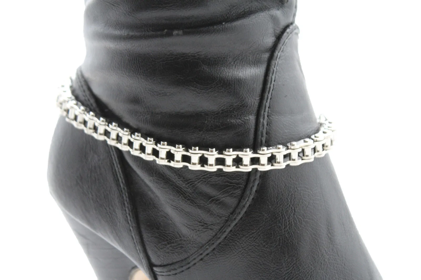 Silver Metal Boot Chains Bracelet Motorcycle Bling Anklet Charm Biker Shoe