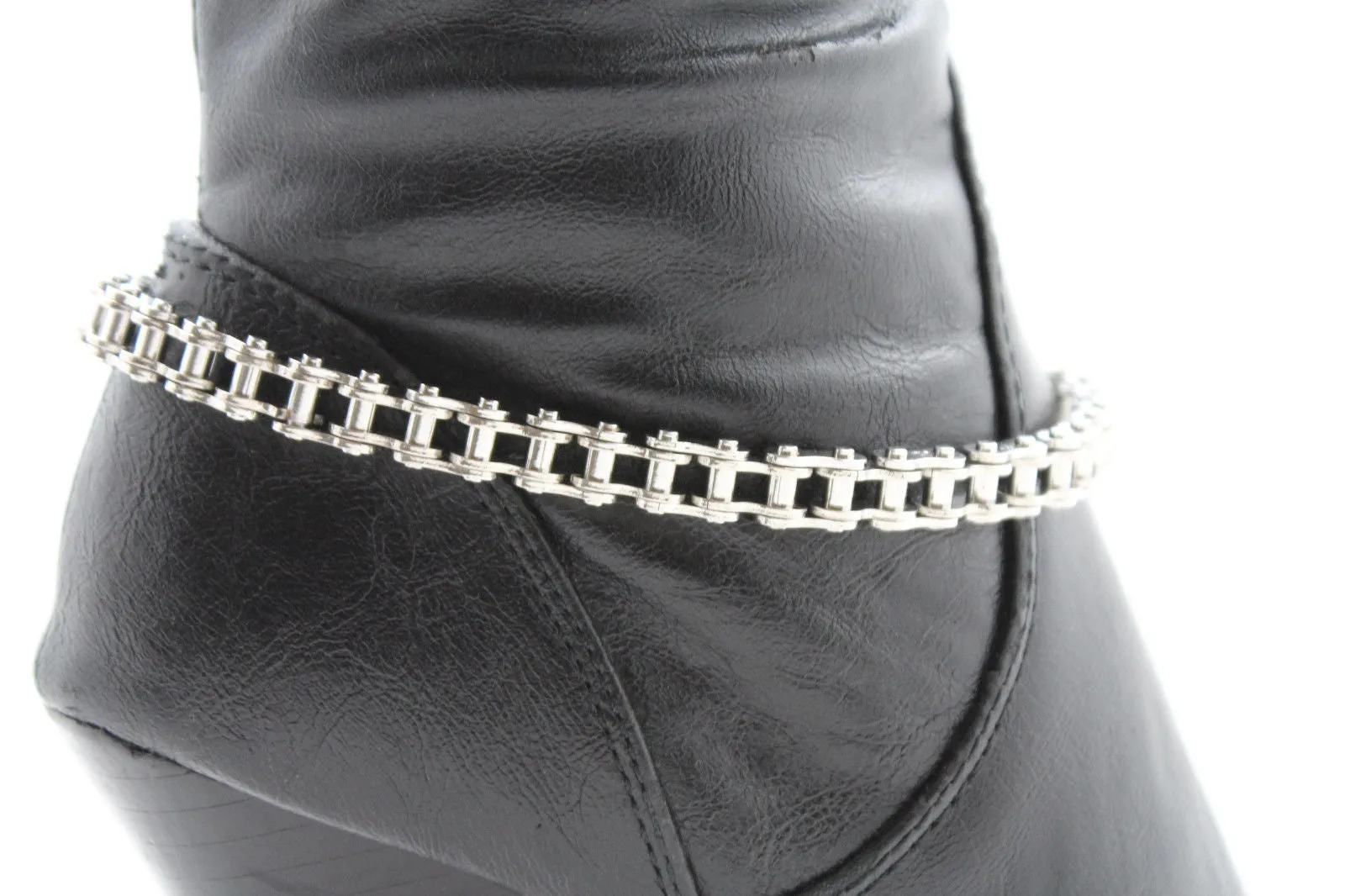 Silver Metal Boot Chains Bracelet Motorcycle Bling Anklet Charm Biker Shoe