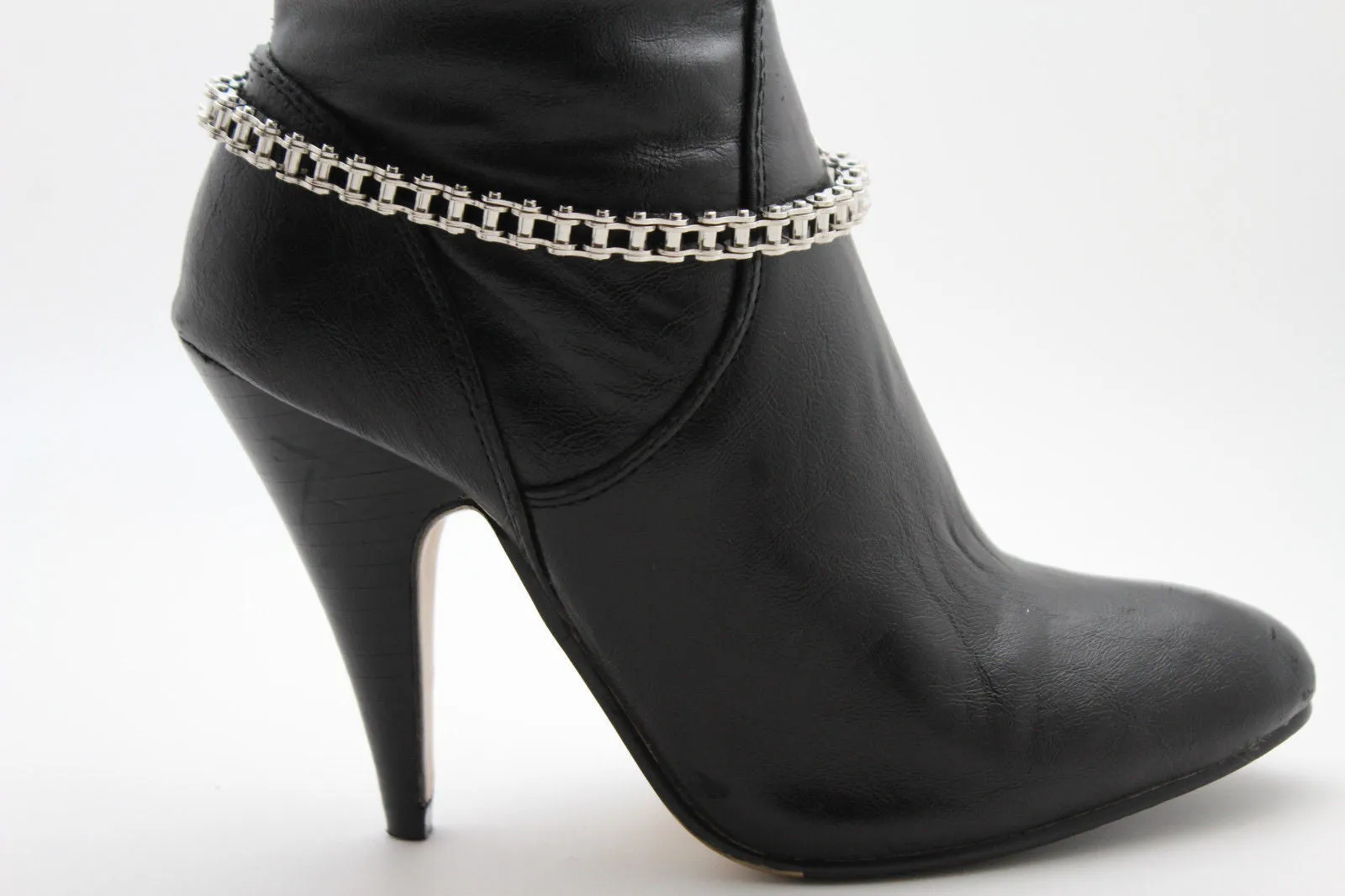 Silver Metal Boot Chains Bracelet Motorcycle Bling Anklet Charm Biker Shoe