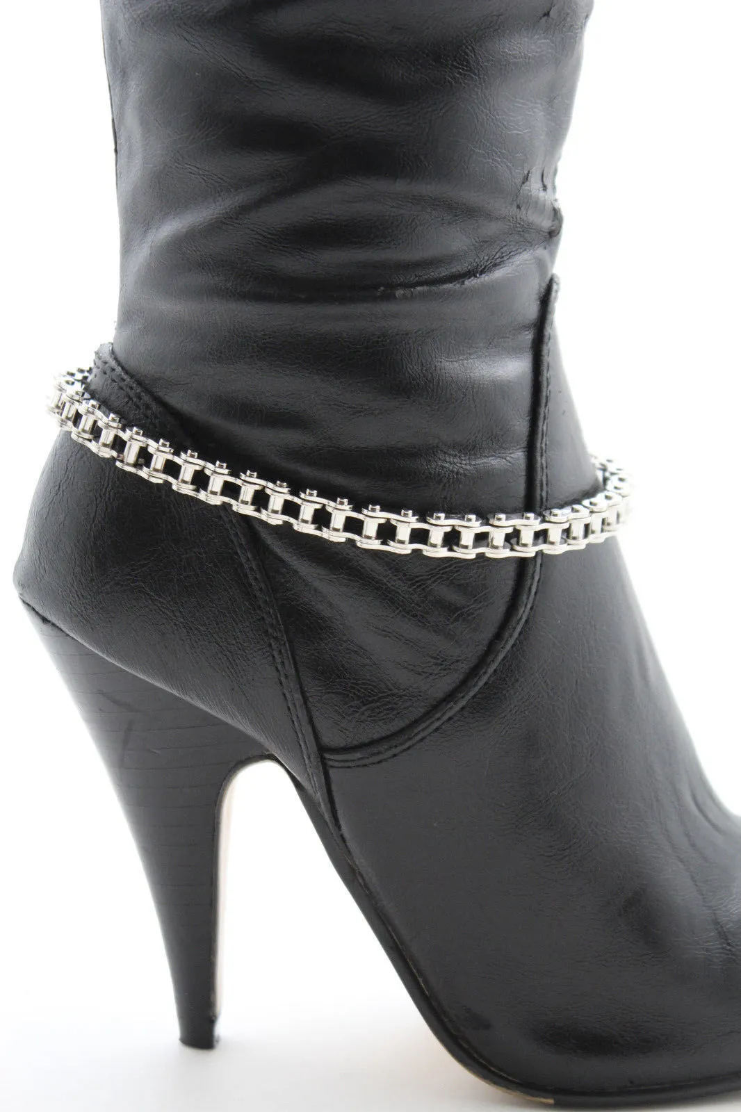 Silver Metal Boot Chains Bracelet Motorcycle Bling Anklet Charm Biker Shoe