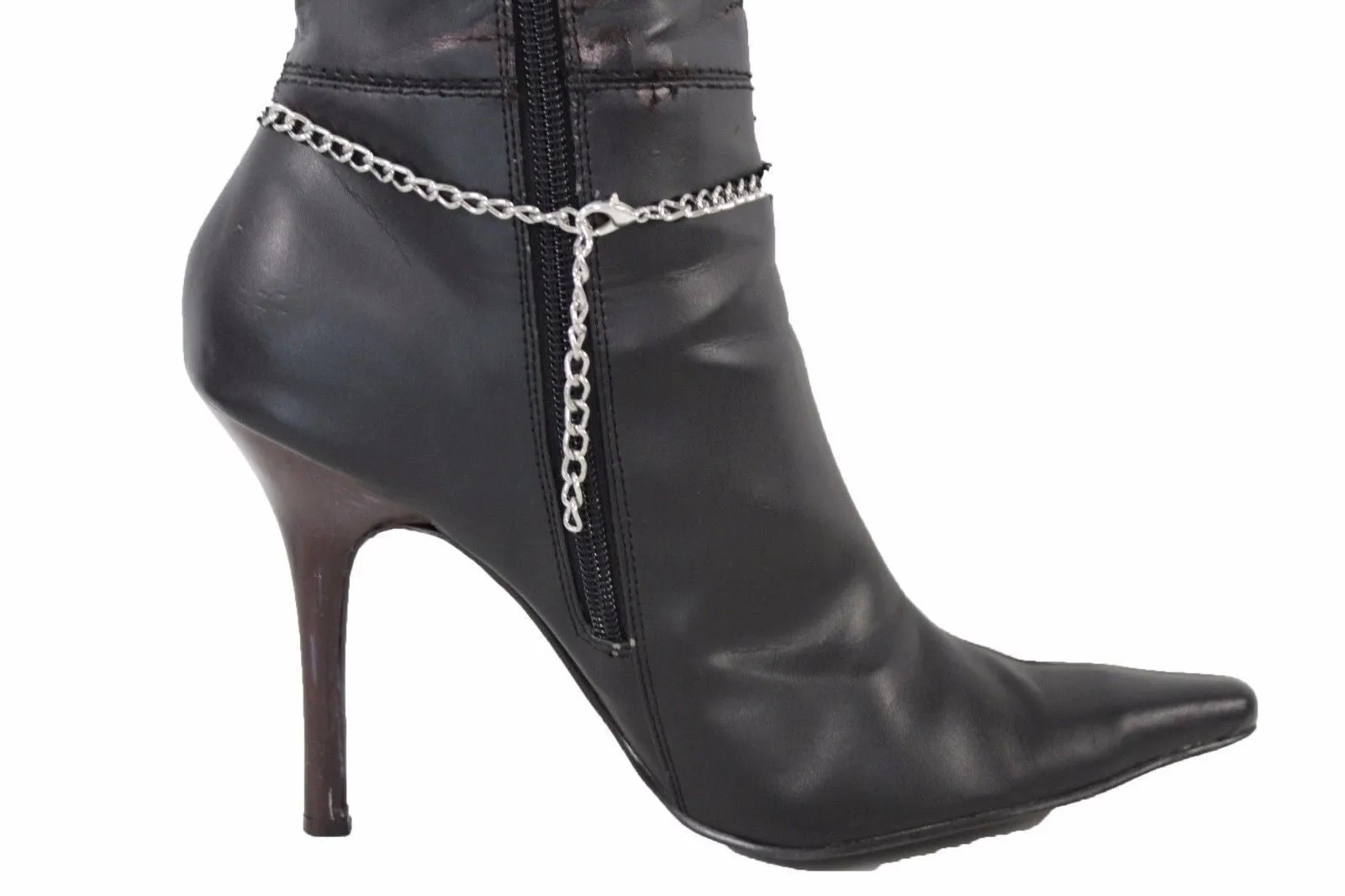 Silver Metal Chain Anklet Shoe Pearl Balls Charm Unique Boot Bracelet
