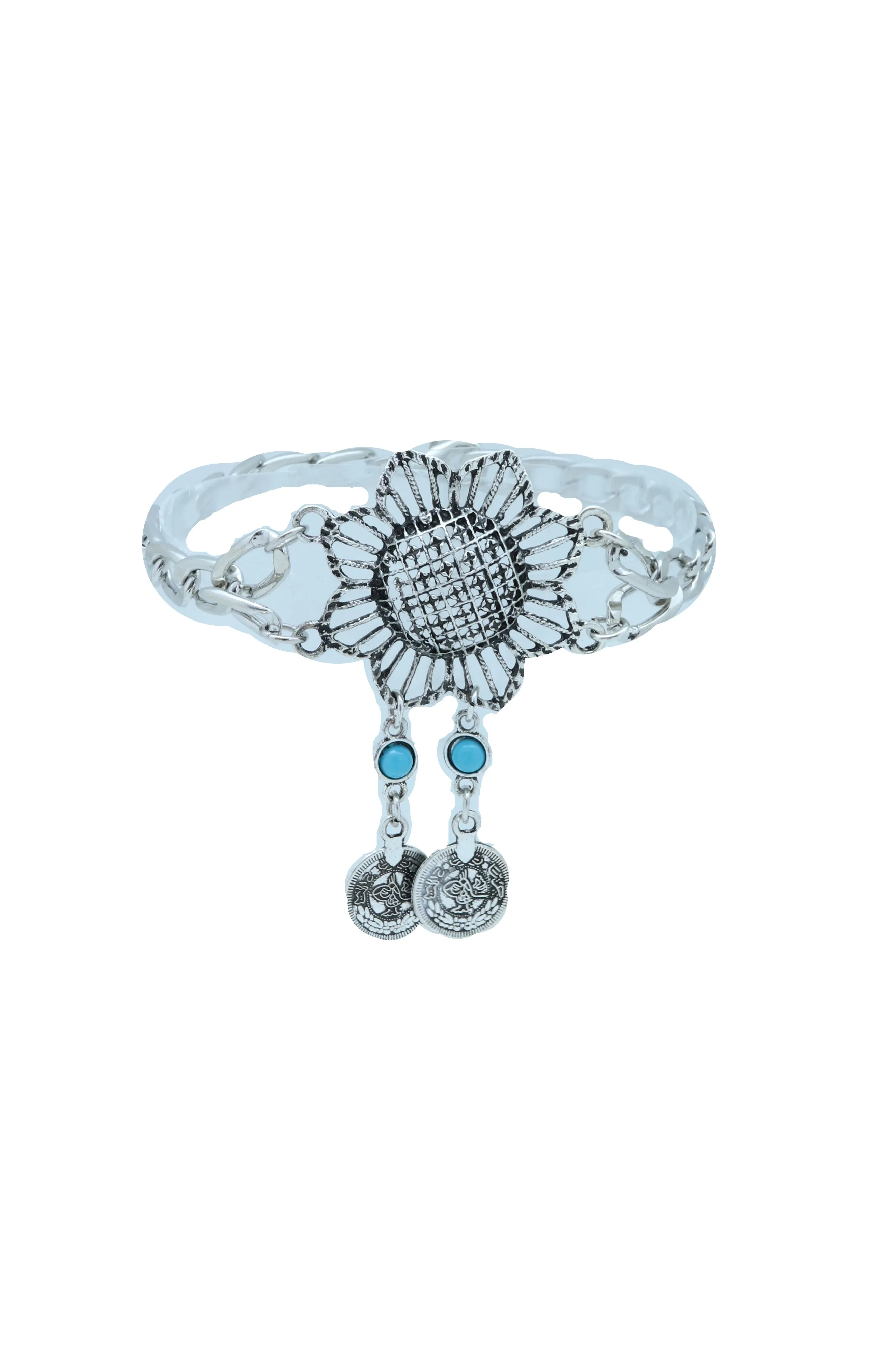 Silver Metal Chain Boot Bracelet Anklet Shoe Sun Flower Coin Charm Jewelry