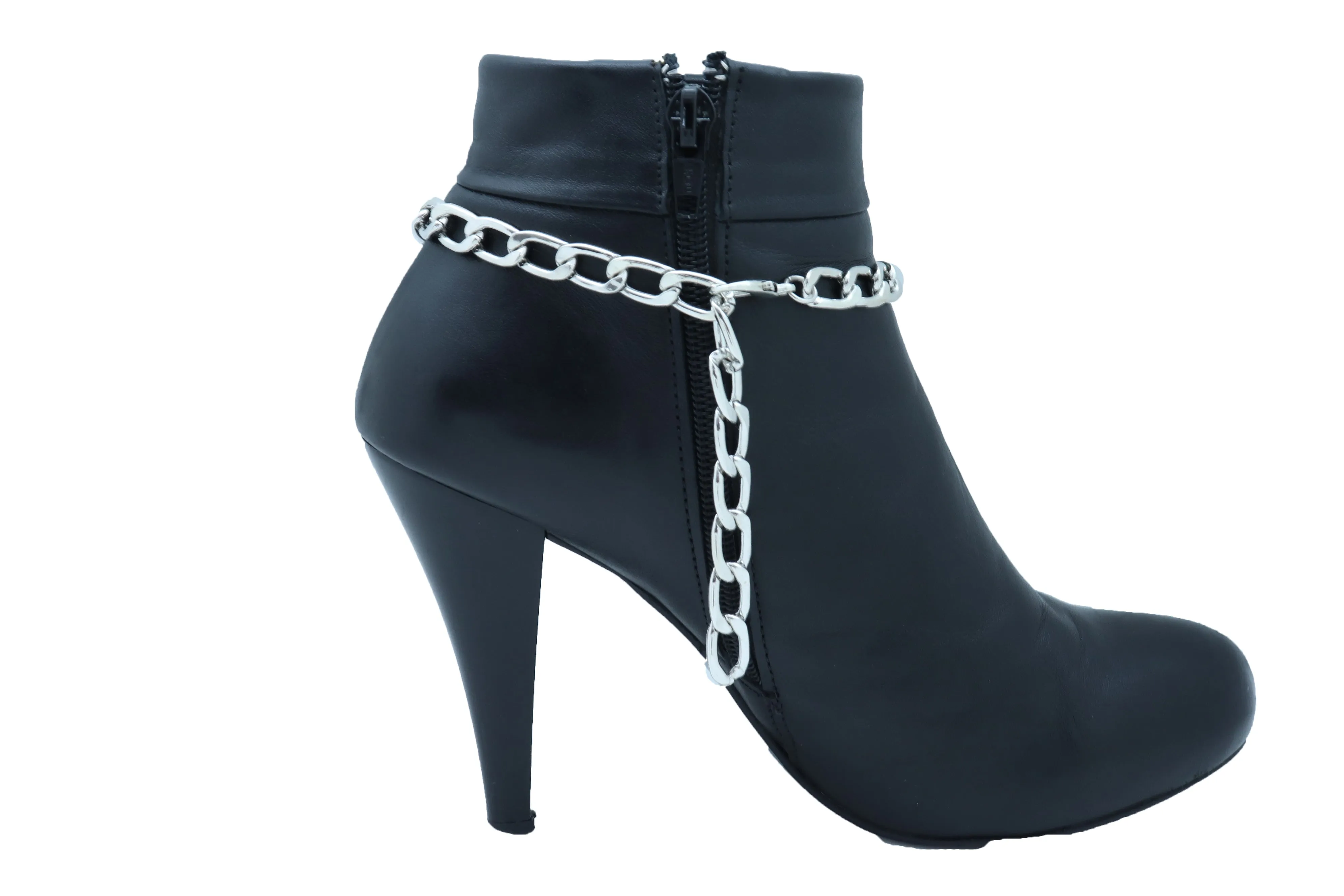 Silver Metal Chain Boot Bracelet Anklet Shoe Sun Flower Coin Charm Jewelry