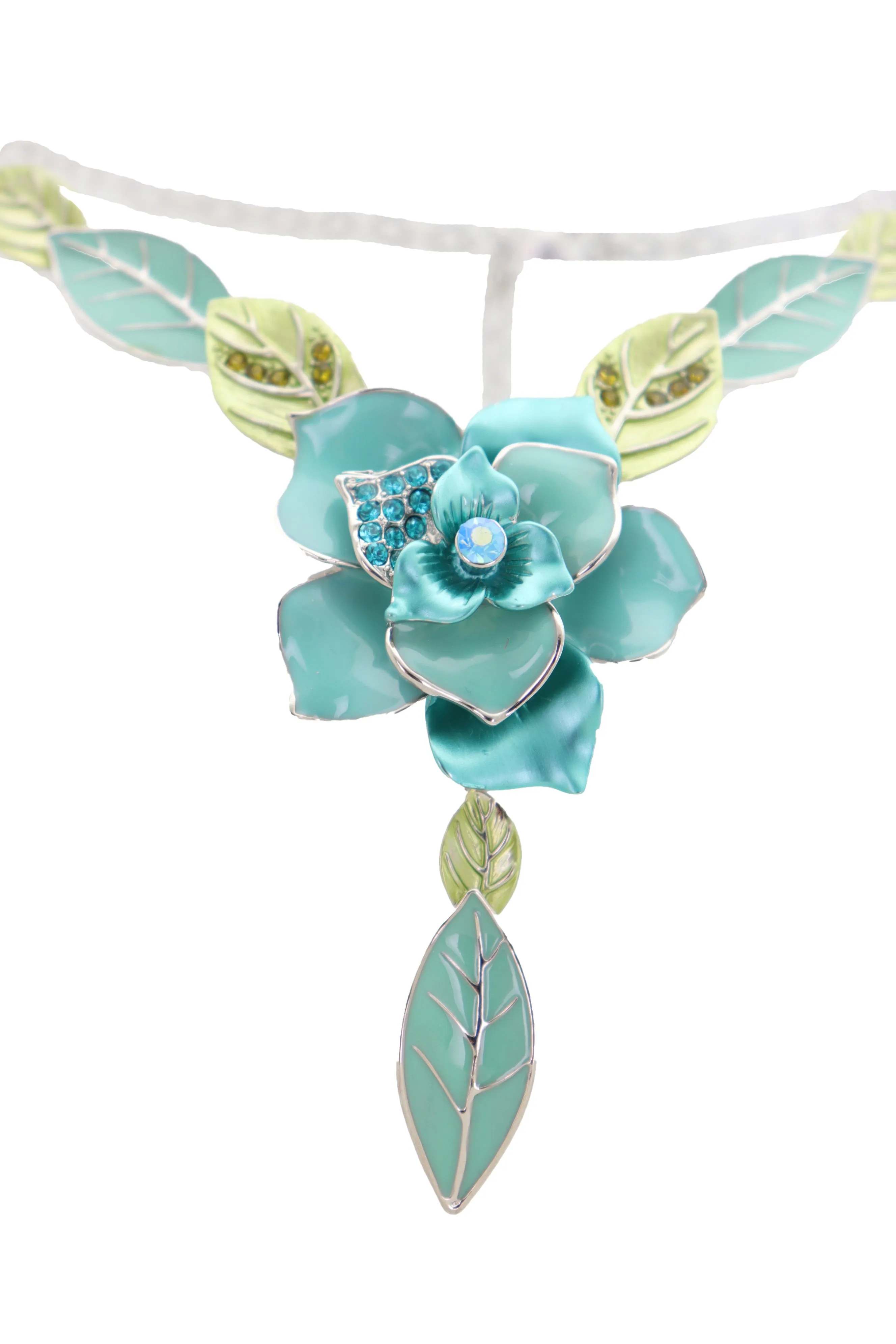 Silver Metal Chain Boot Bracelet Shoe Anklet Baby Bling Blue Flower Charm