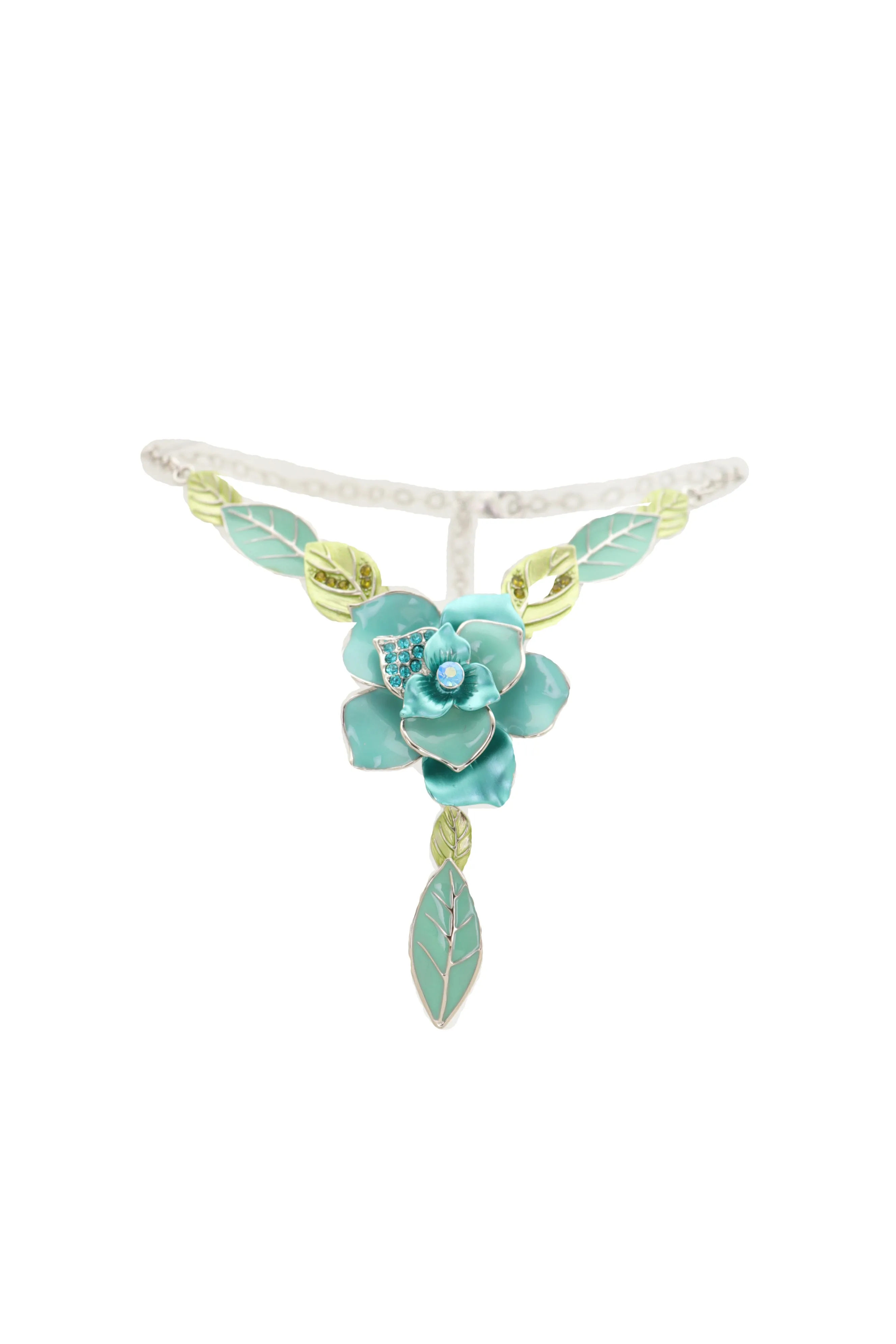 Silver Metal Chain Boot Bracelet Shoe Anklet Baby Bling Blue Flower Charm
