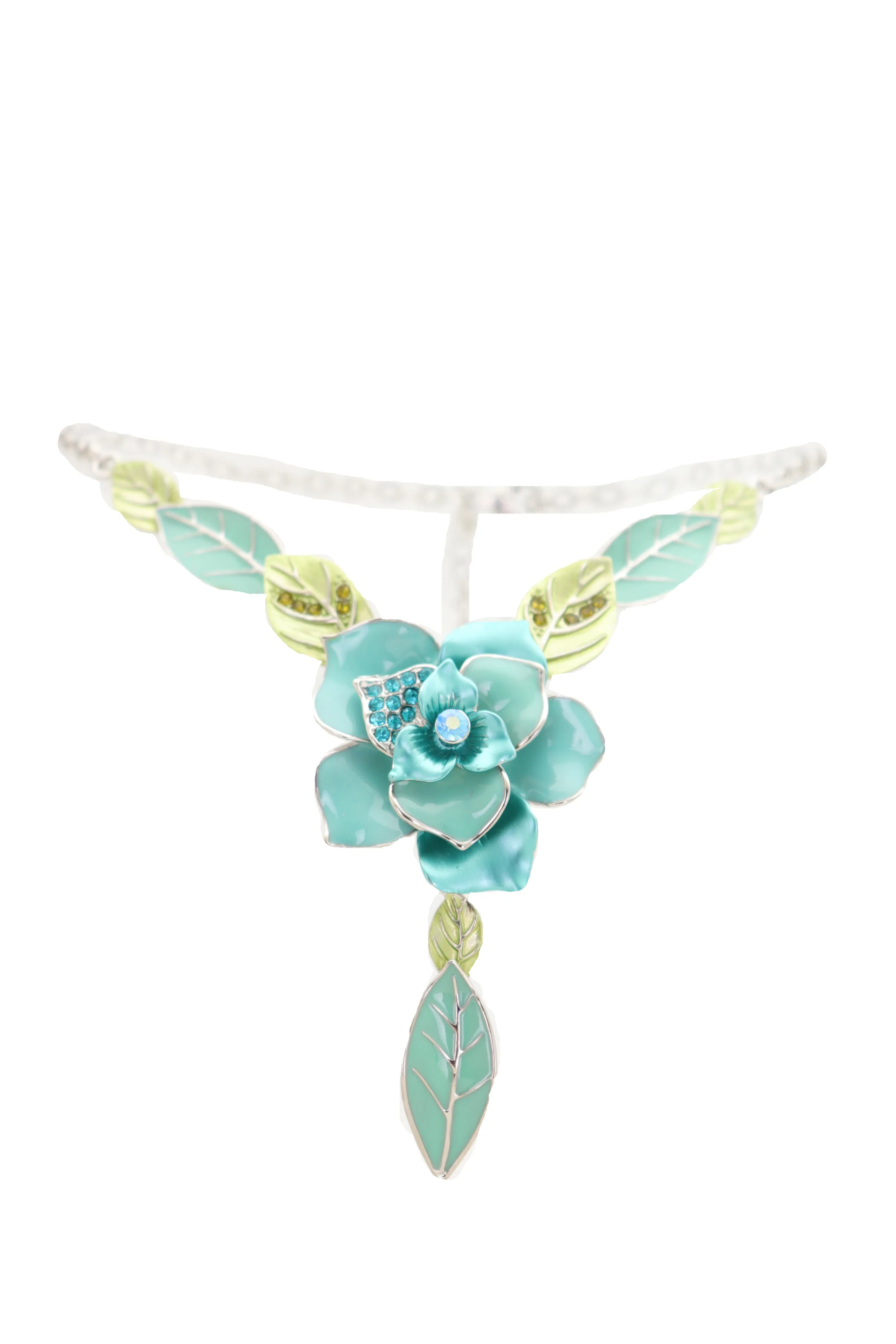 Silver Metal Chain Boot Bracelet Shoe Anklet Baby Bling Blue Flower Charm