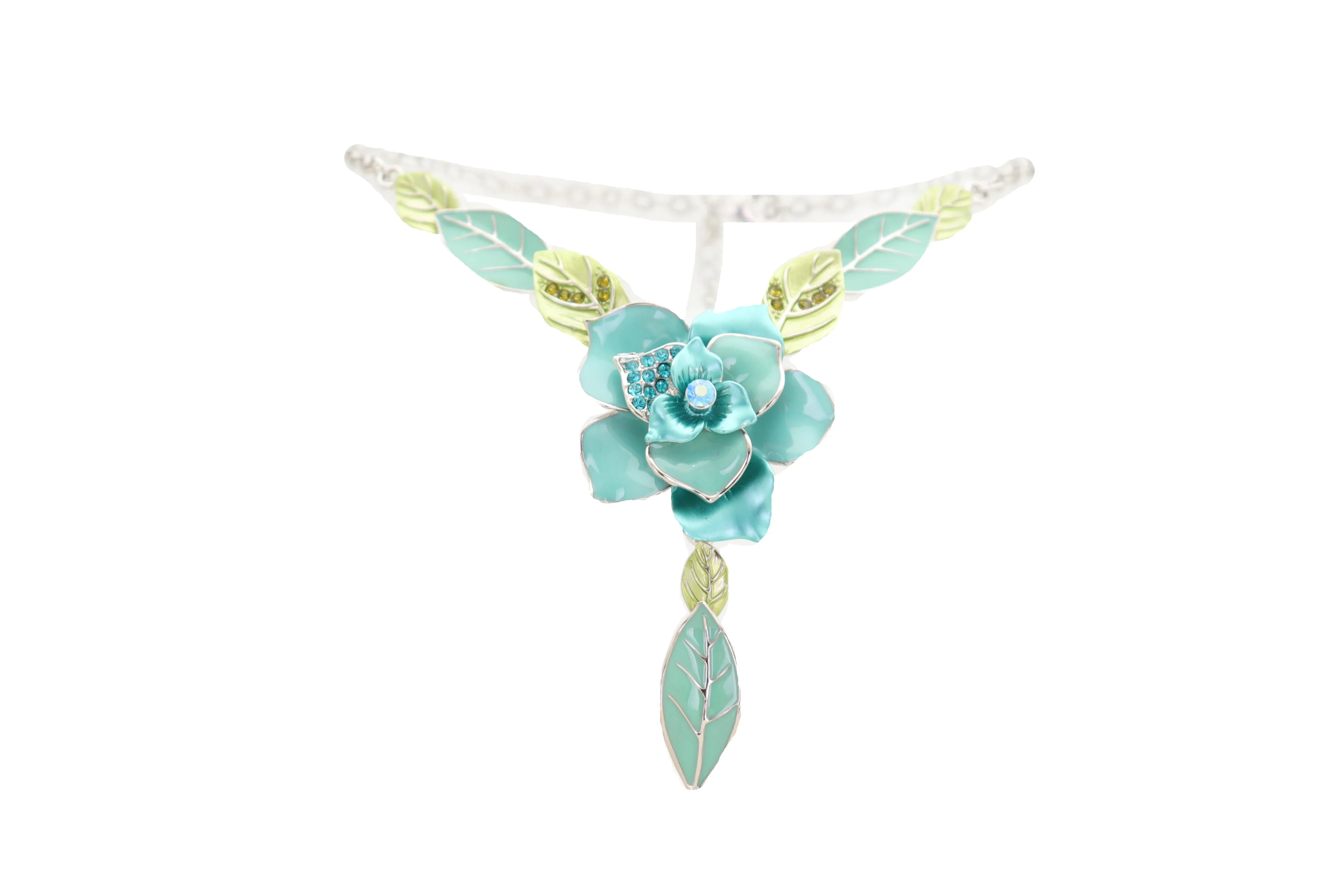 Silver Metal Chain Boot Bracelet Shoe Anklet Baby Bling Blue Flower Charm