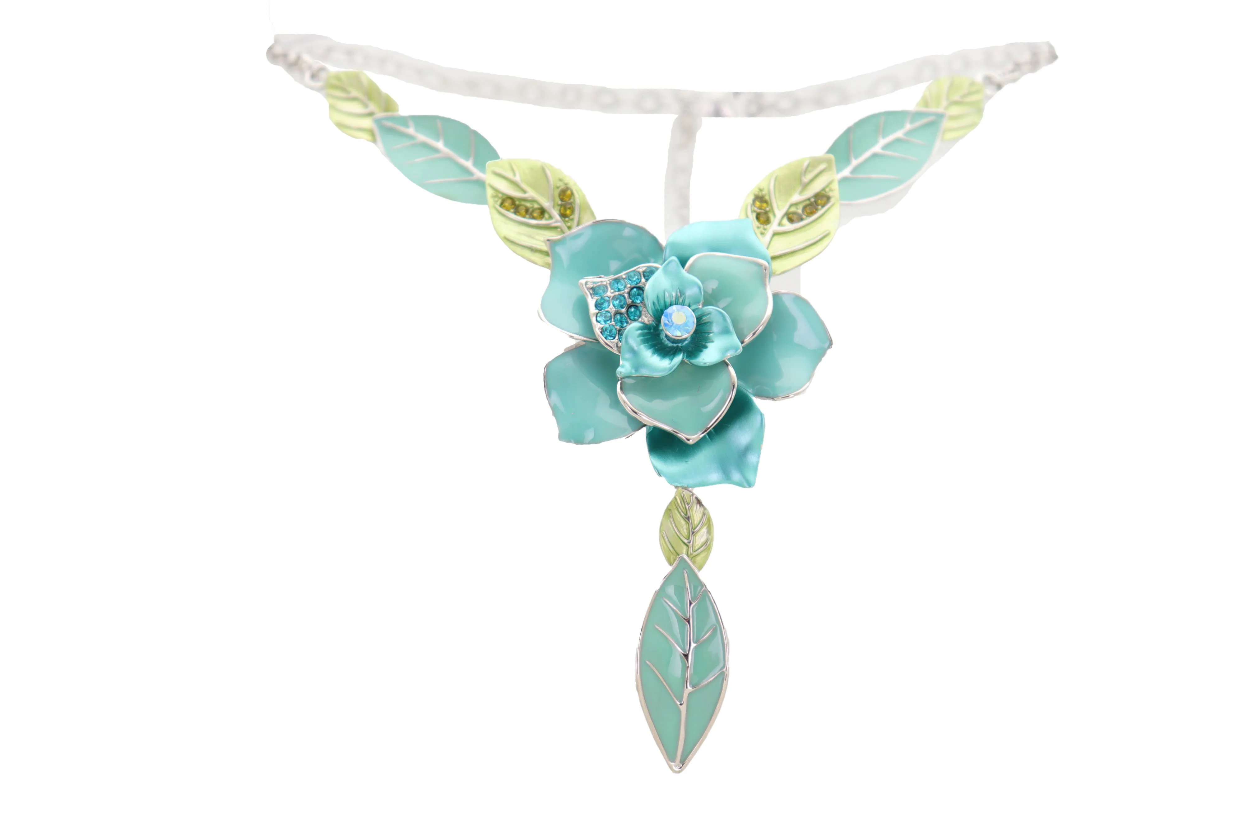 Silver Metal Chain Boot Bracelet Shoe Anklet Baby Bling Blue Flower Charm