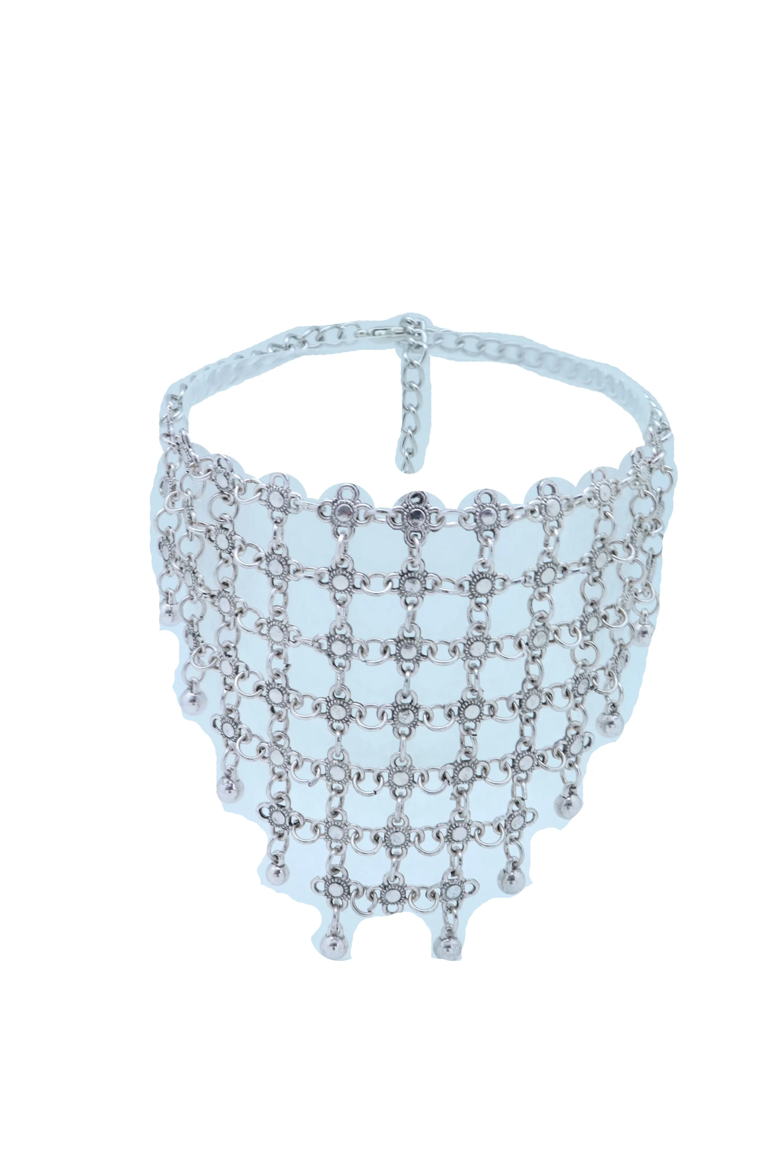 Silver Metal Chain Boot Bracelet Shoe Flower Net Charm Western Anklet Bell
