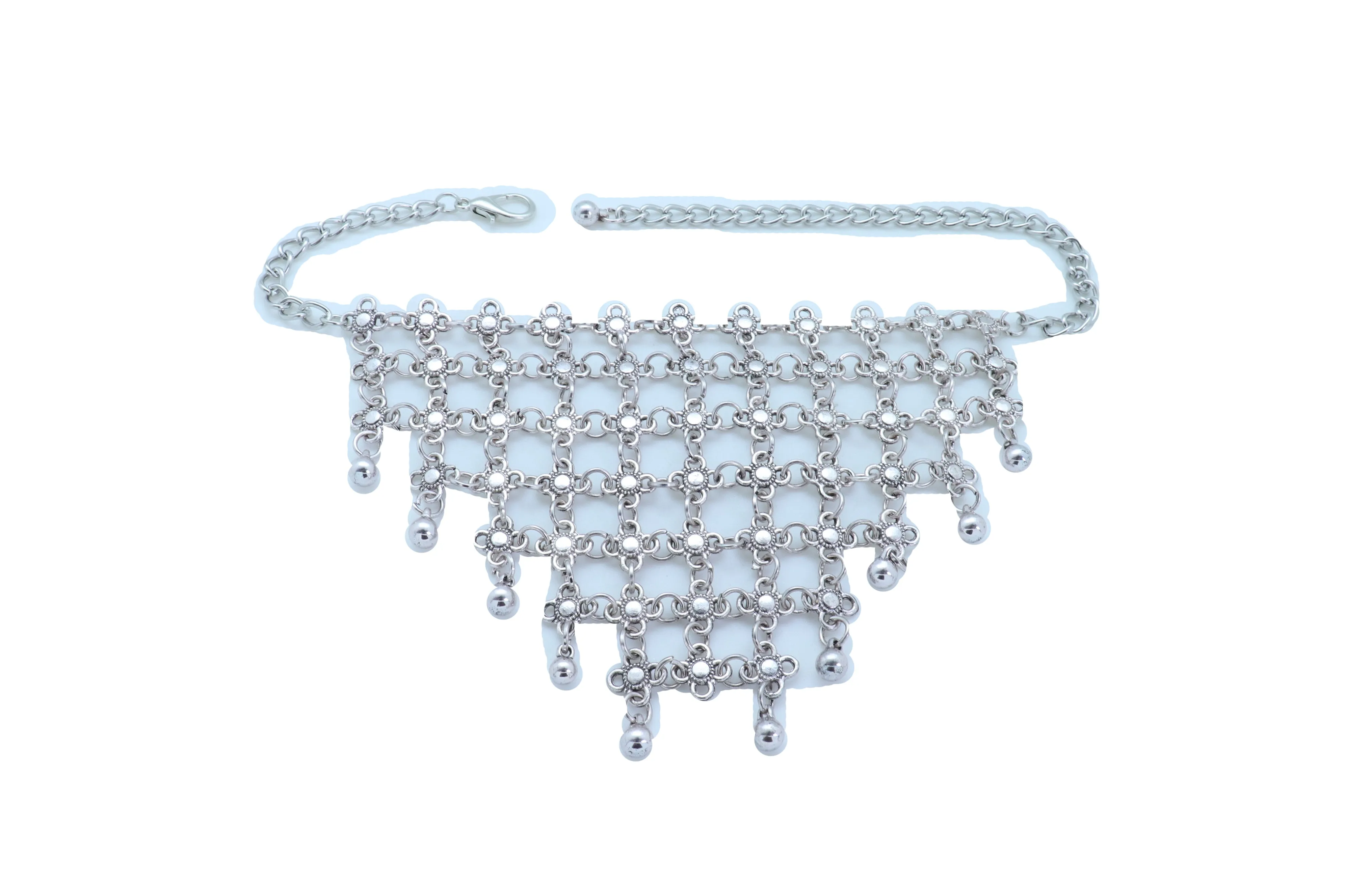Silver Metal Chain Boot Bracelet Shoe Flower Net Charm Western Anklet Bell
