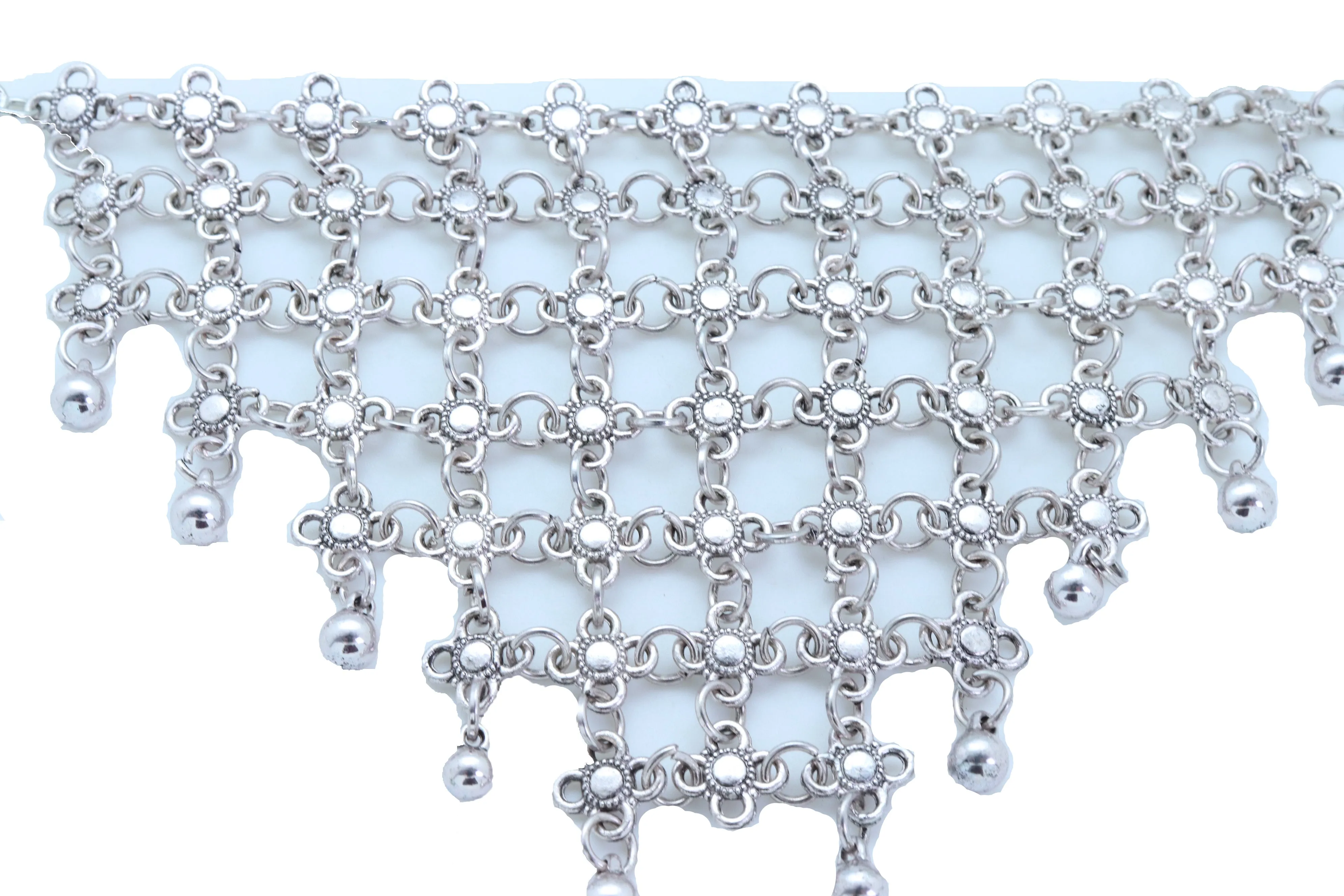 Silver Metal Chain Boot Bracelet Shoe Flower Net Charm Western Anklet Bell