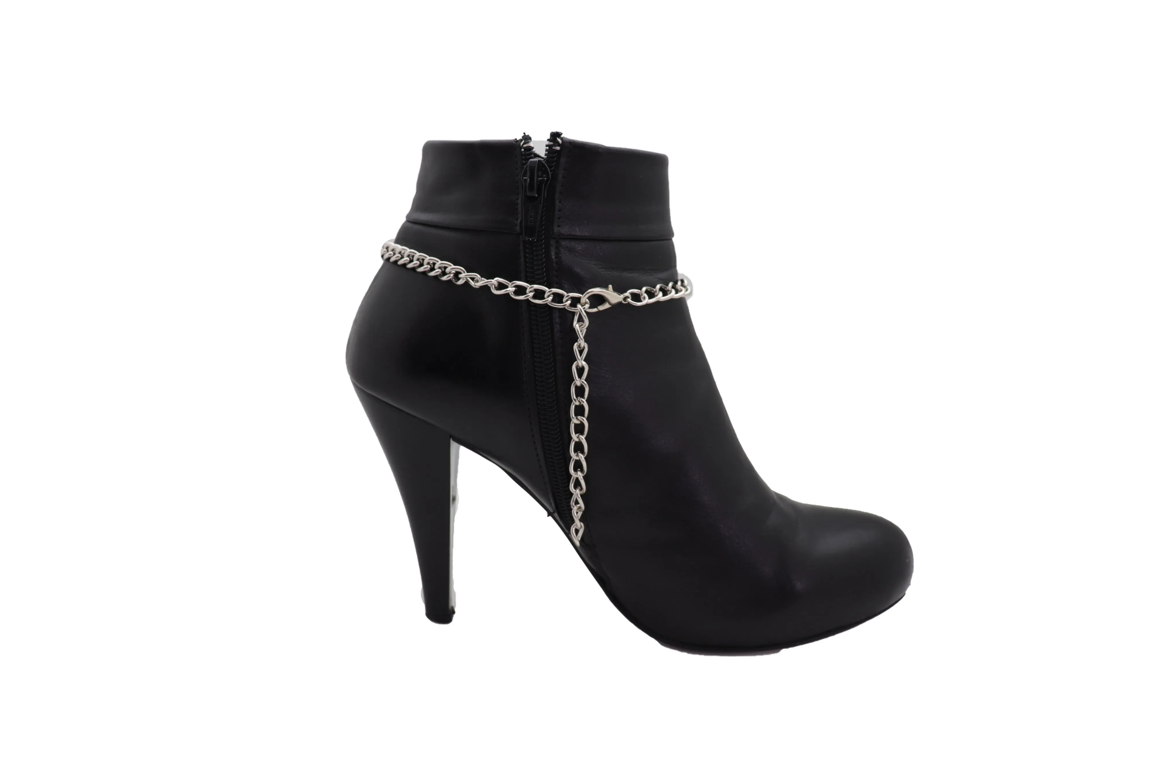 Silver Metal Chain Western Boot Bracelet Cross Charm Shoe