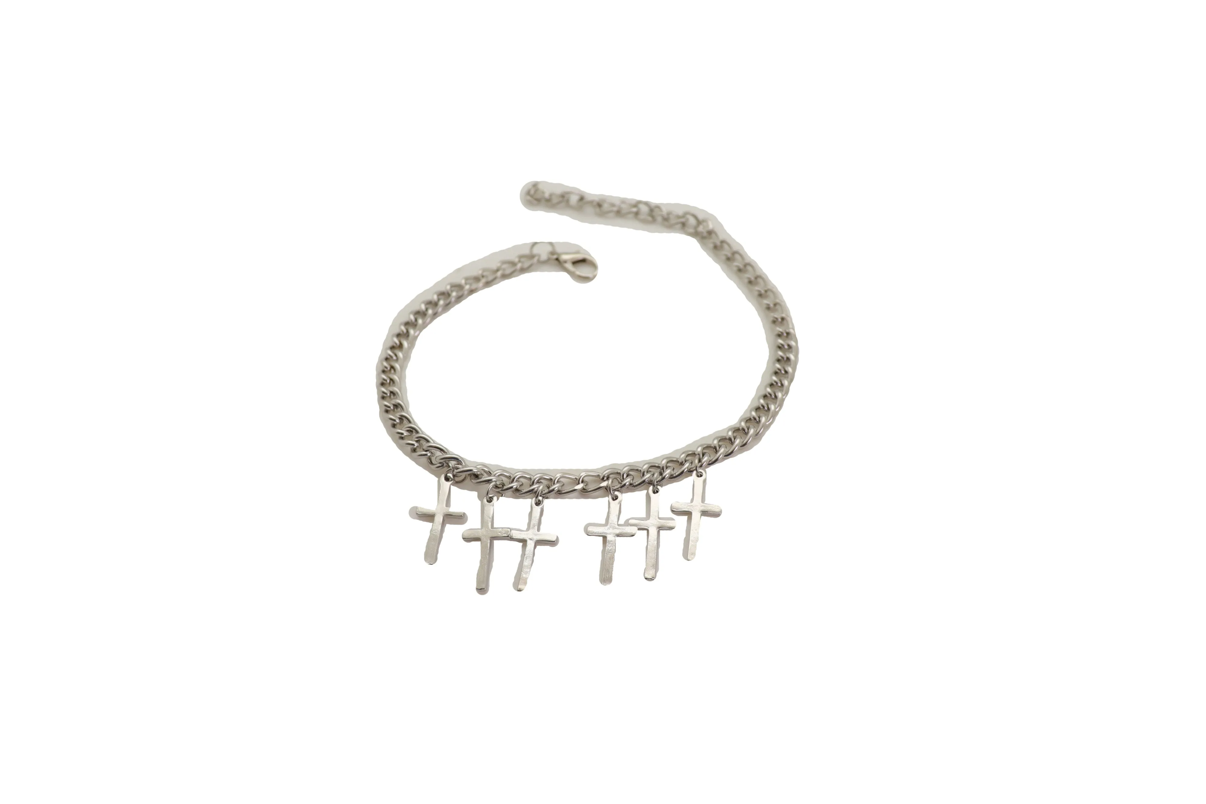 Silver Metal Chain Western Boot Bracelet Cross Charm Shoe