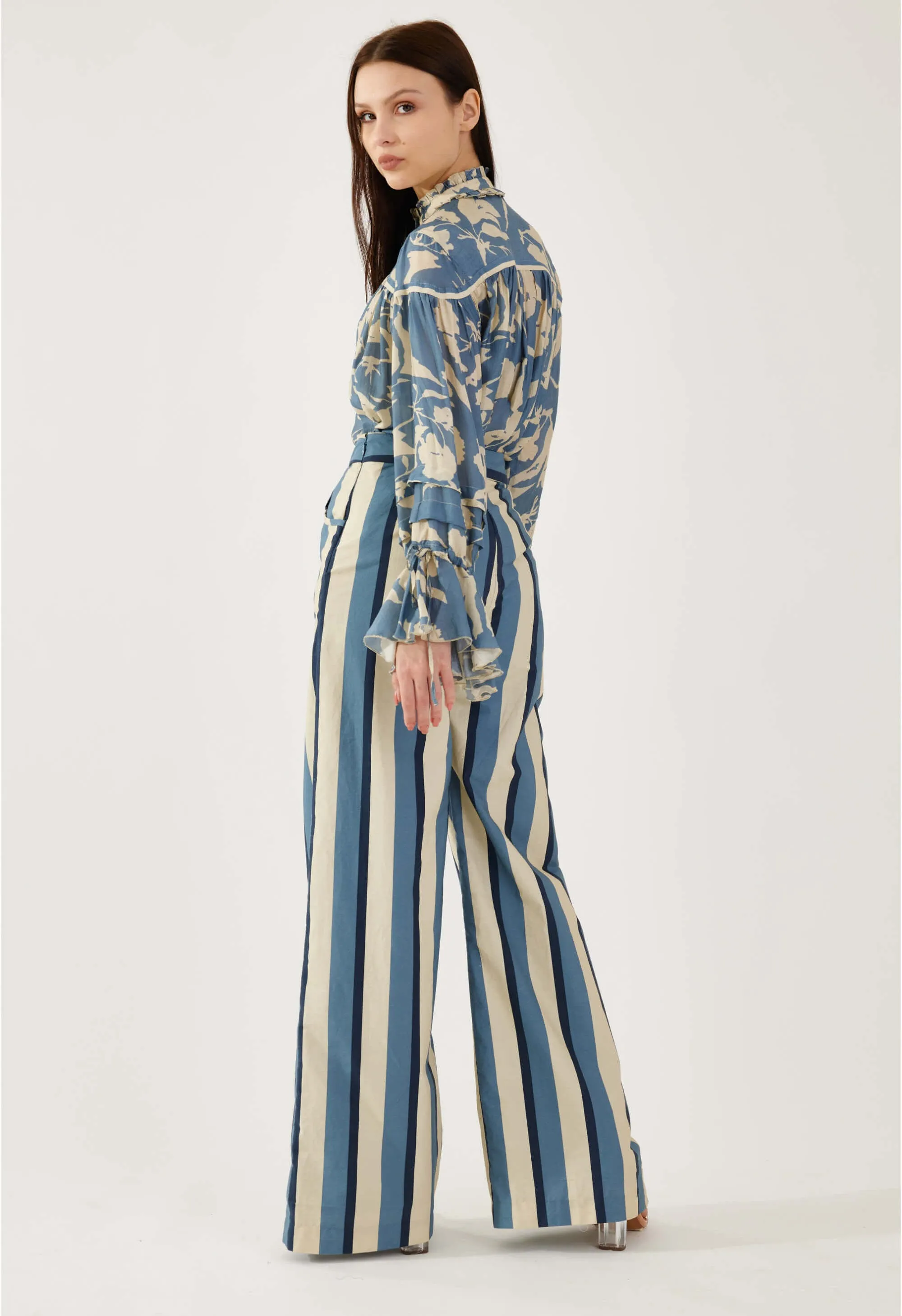 Sky blue navy stripe pants