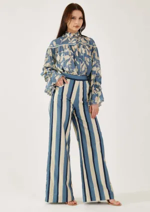 Sky blue navy stripe pants