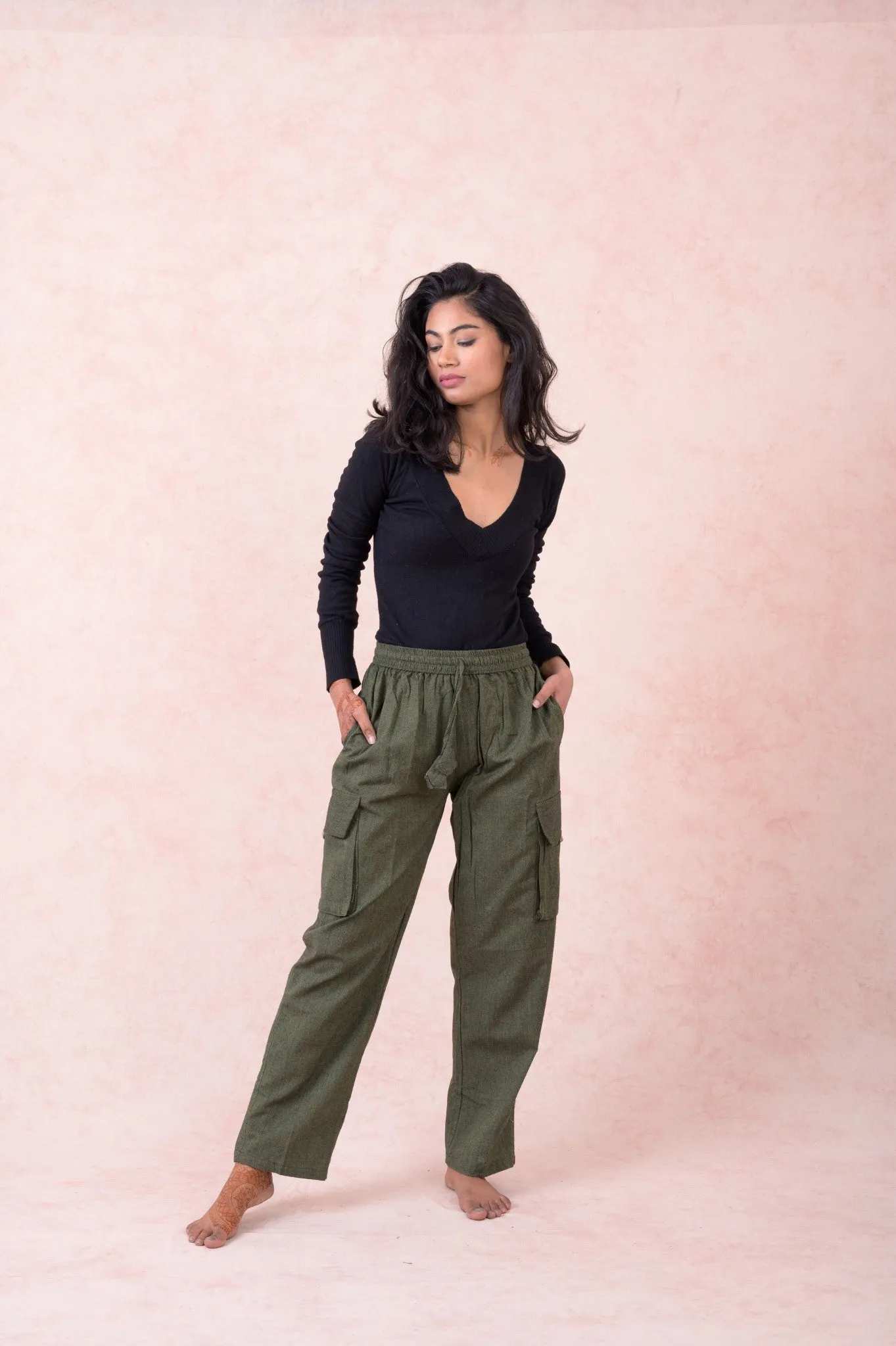 Solid Cargo Pants