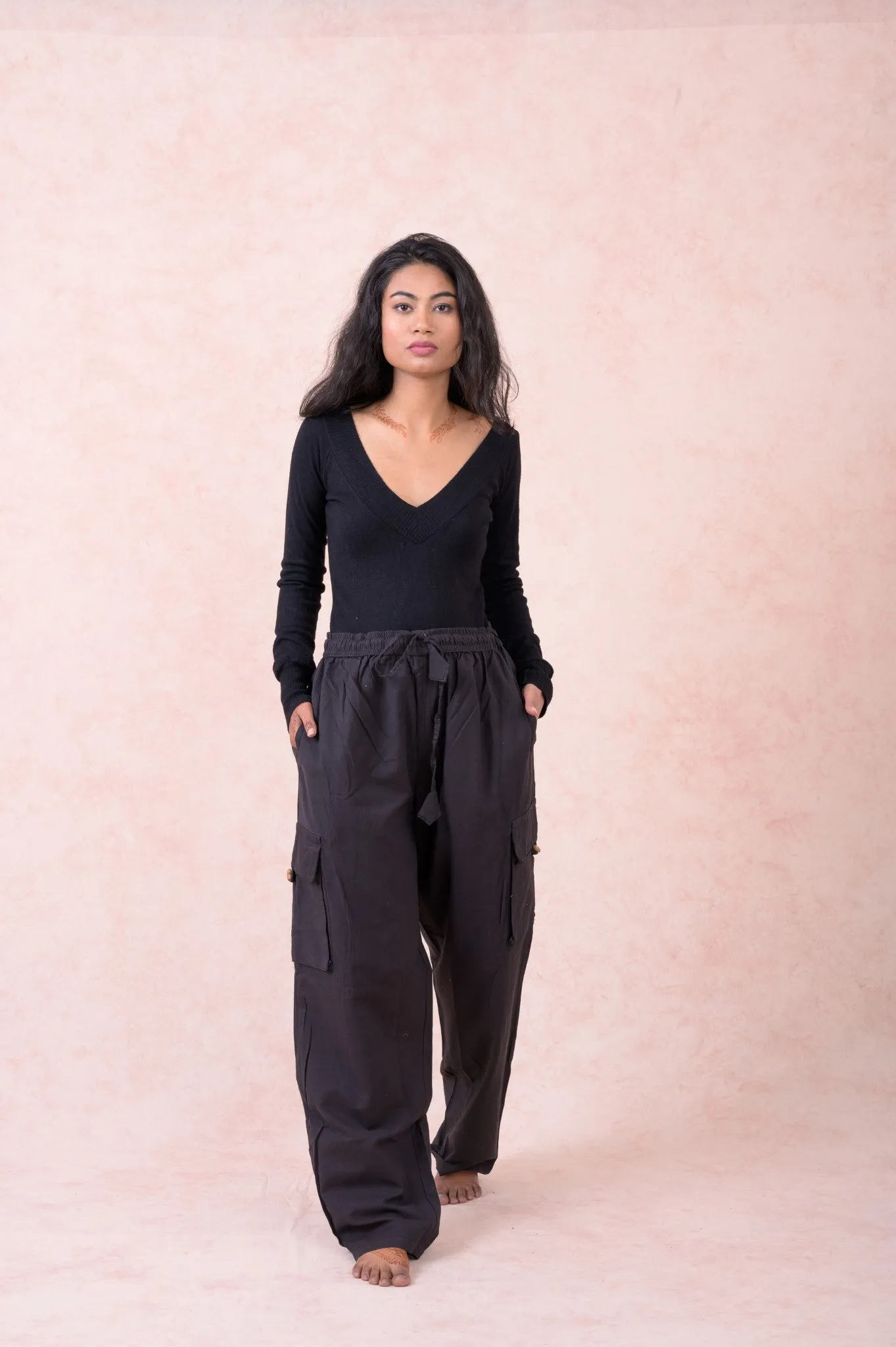 Solid Cargo Pants