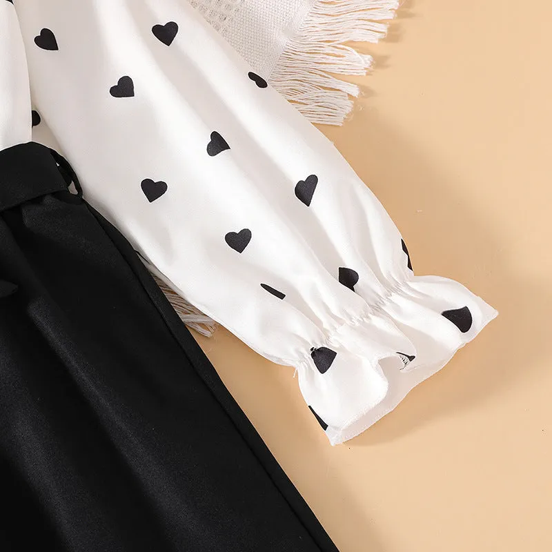Spring new print long-sleeved tops girls two-piece suit