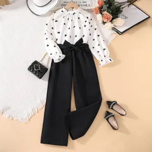 Spring new print long-sleeved tops girls two-piece suit