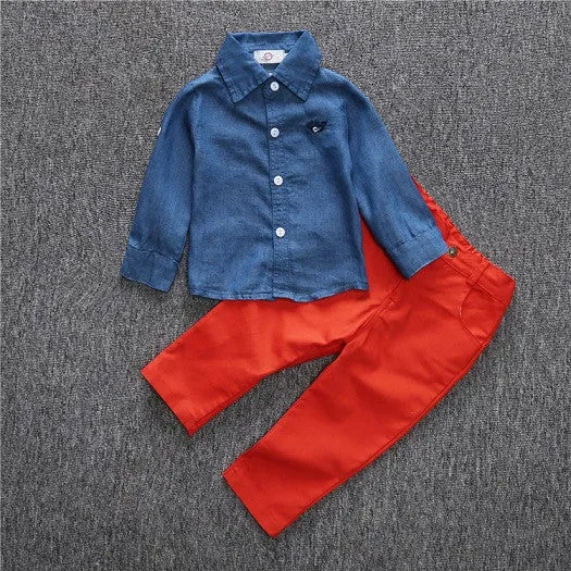 ST241 arrival fashion baby boy gentleman clothing sets kids clothes set shirt   pants 2 pcs .set for boy kids clothes