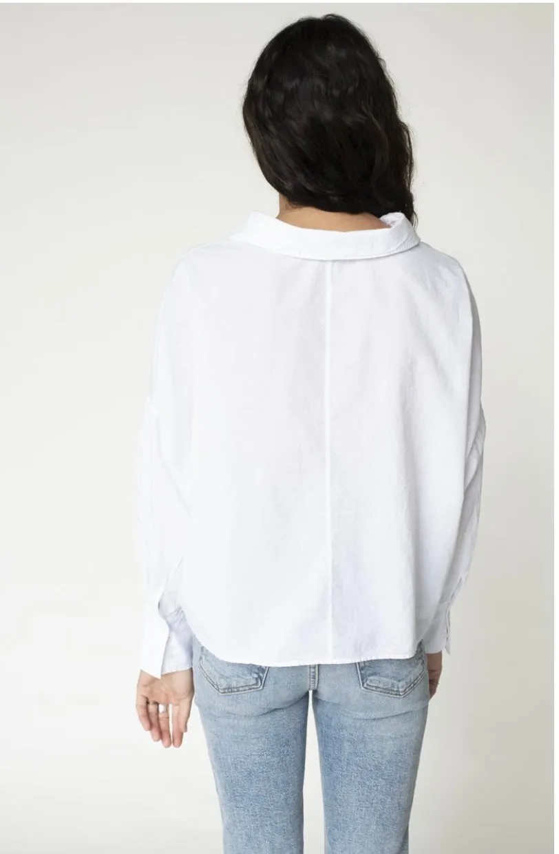 Stateside Poplin Long Sleeve Front Twist Shirt