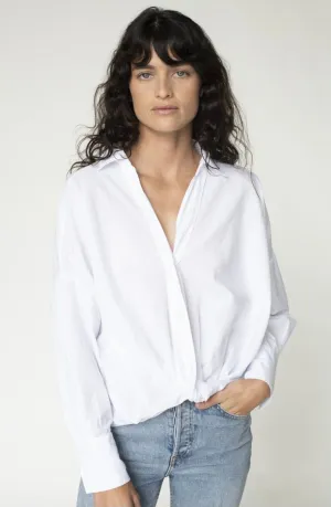 Stateside Poplin Long Sleeve Front Twist Shirt