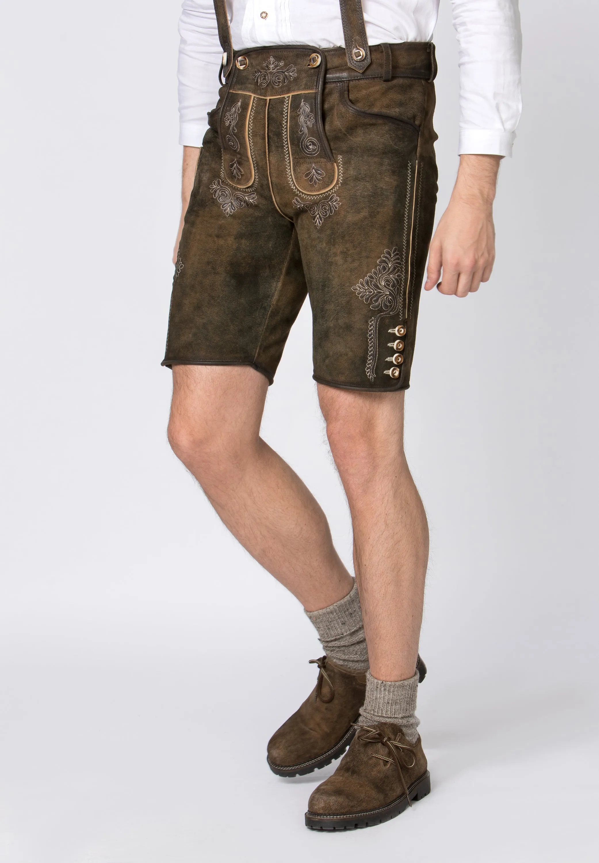 Stockerpoint Men's Lederhosen "Beppo4" Wildbock H-Straps Bison (closeout) 46,58,62