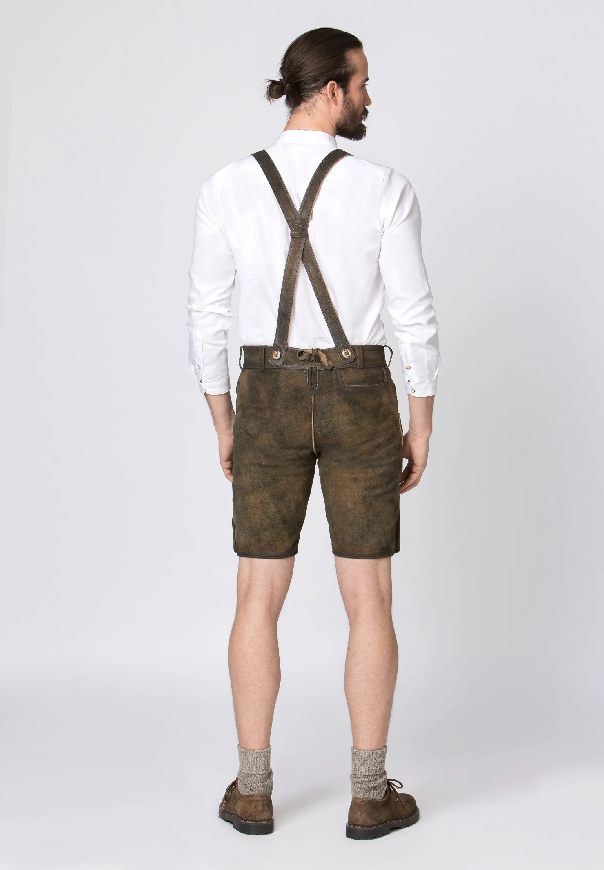 Stockerpoint Men's Lederhosen "Beppo4" Wildbock H-Straps Bison (closeout) 46,58,62
