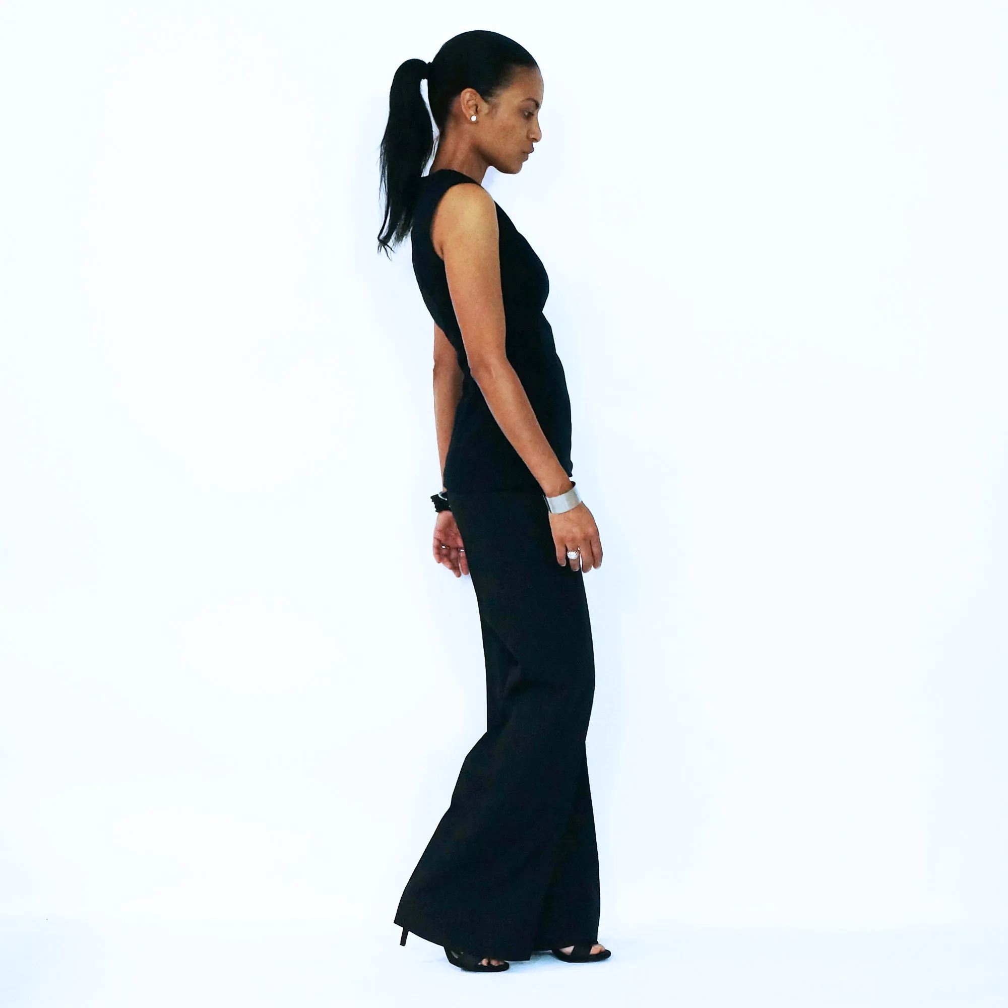 Straight Wide Leg Black Pants | ALPHONSINA