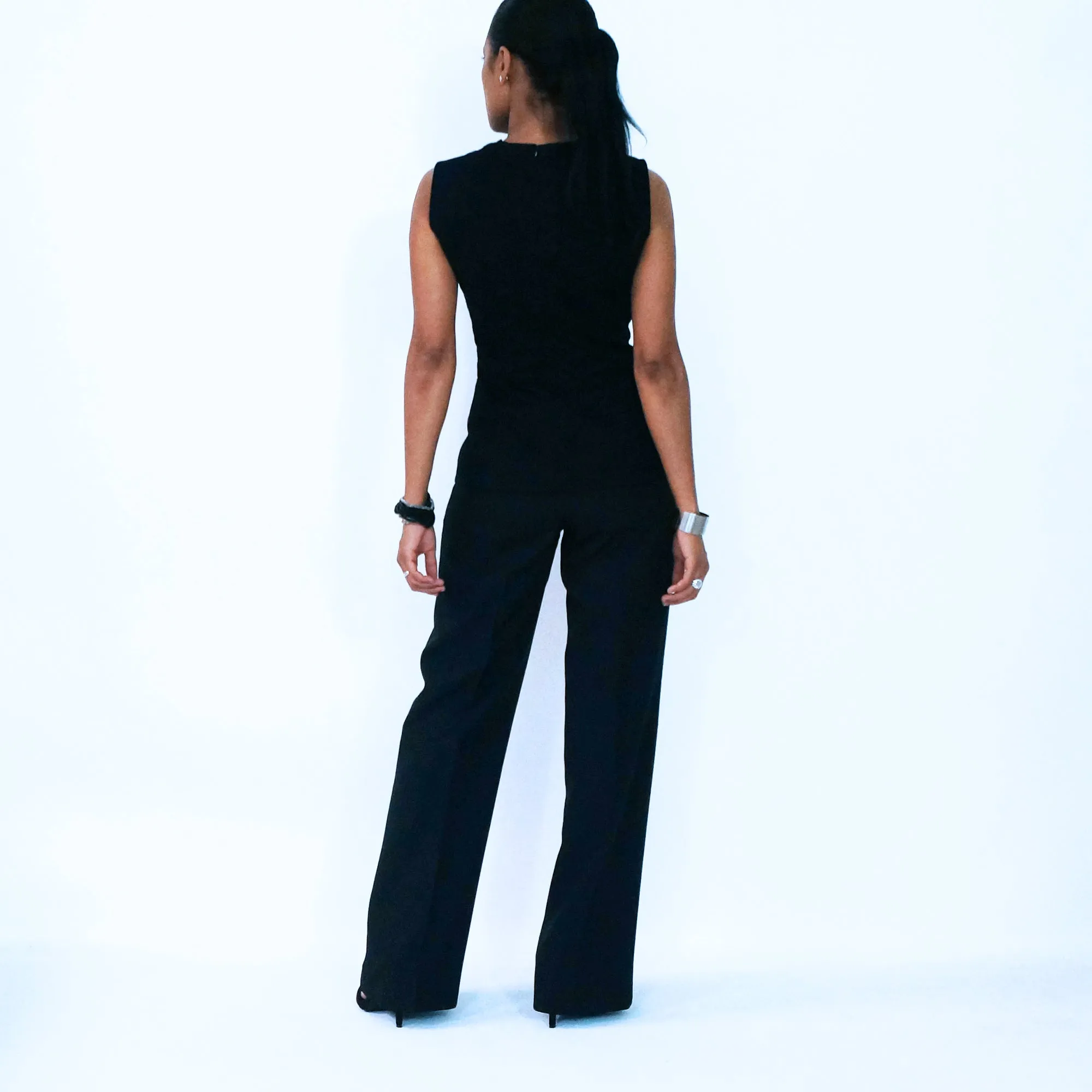 Straight Wide Leg Black Pants | ALPHONSINA