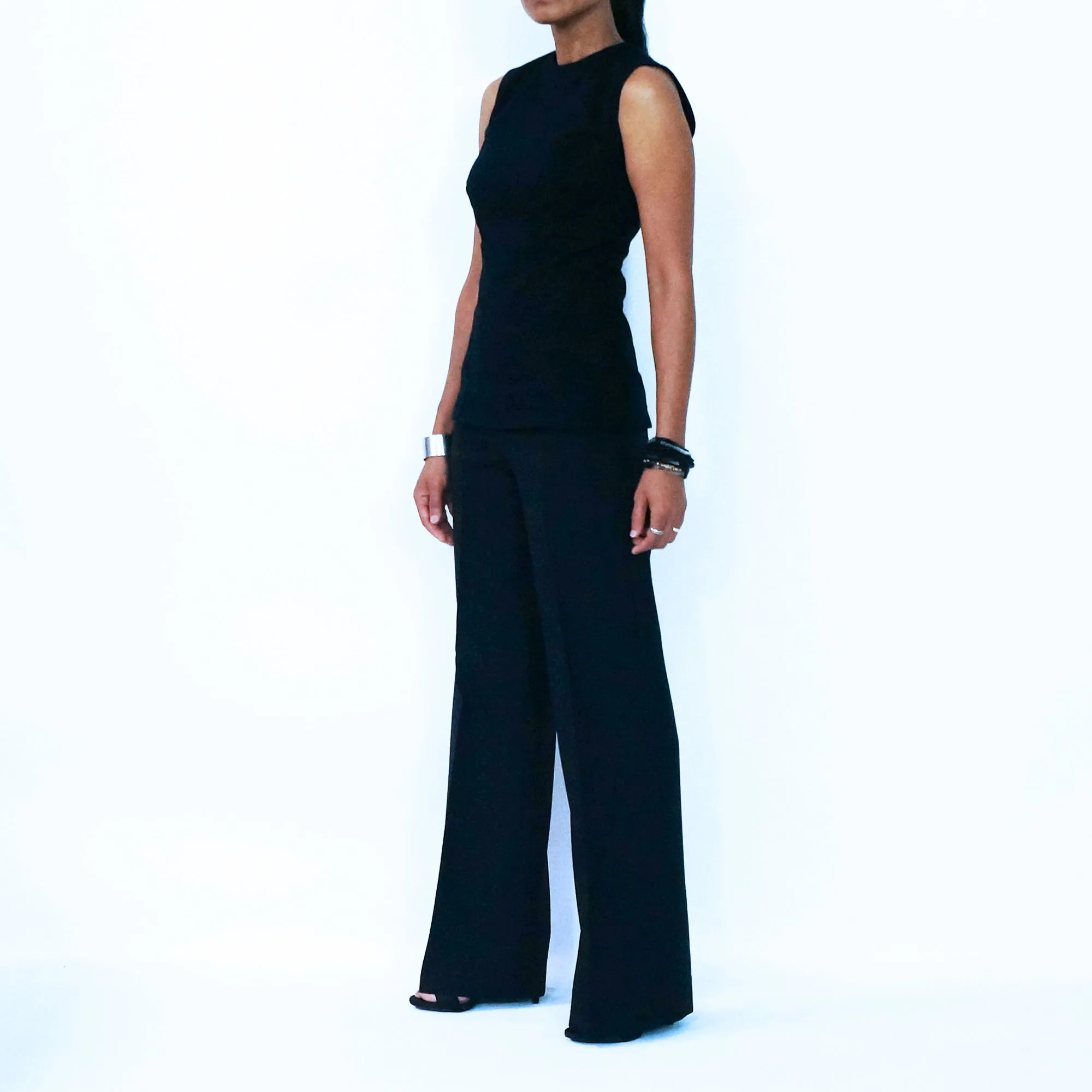 Straight Wide Leg Black Pants | ALPHONSINA