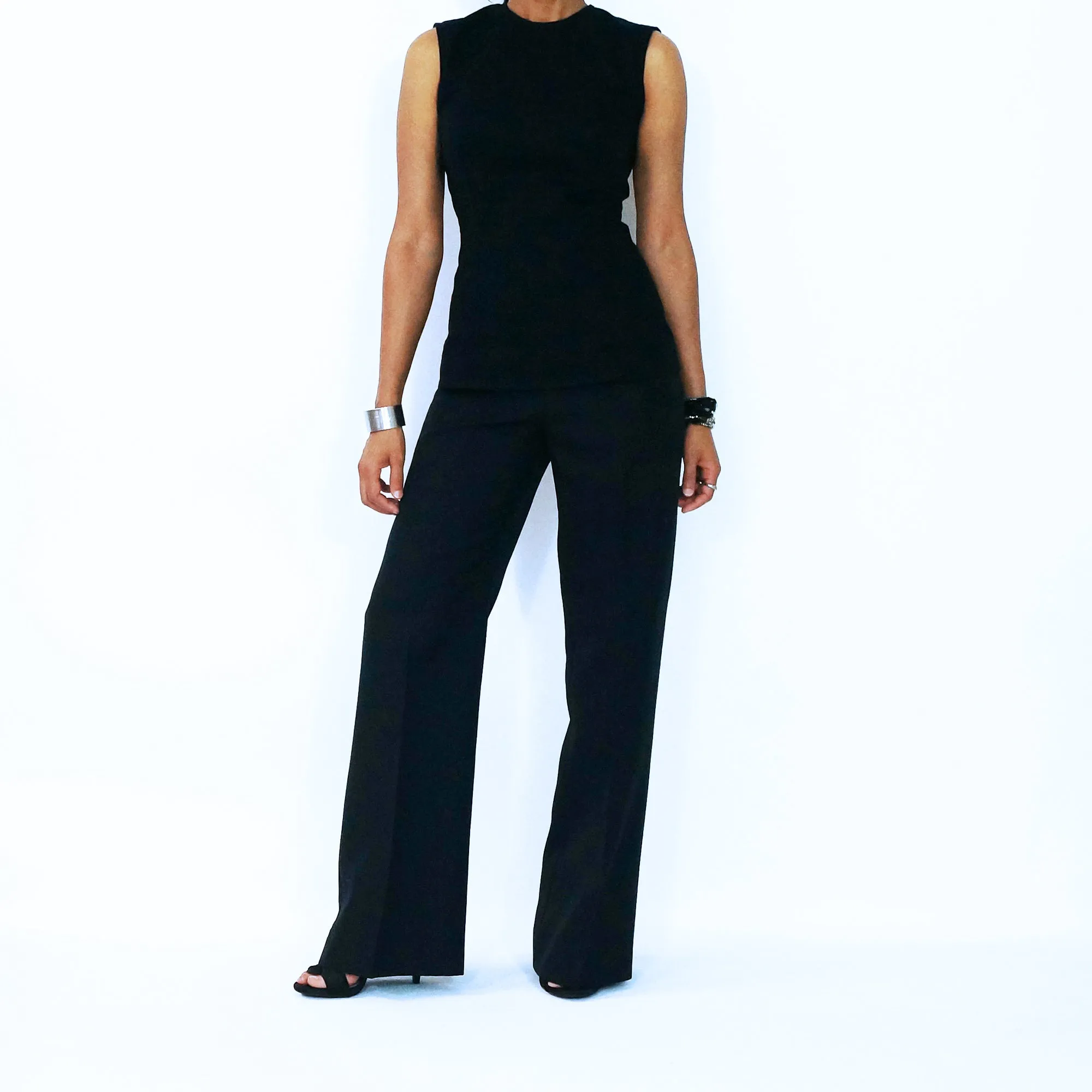 Straight Wide Leg Black Pants | ALPHONSINA