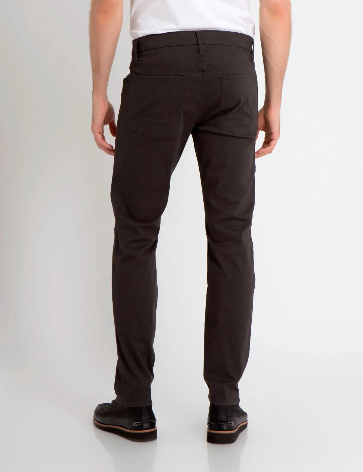 STRETCH SLIM SATEEN PANTS