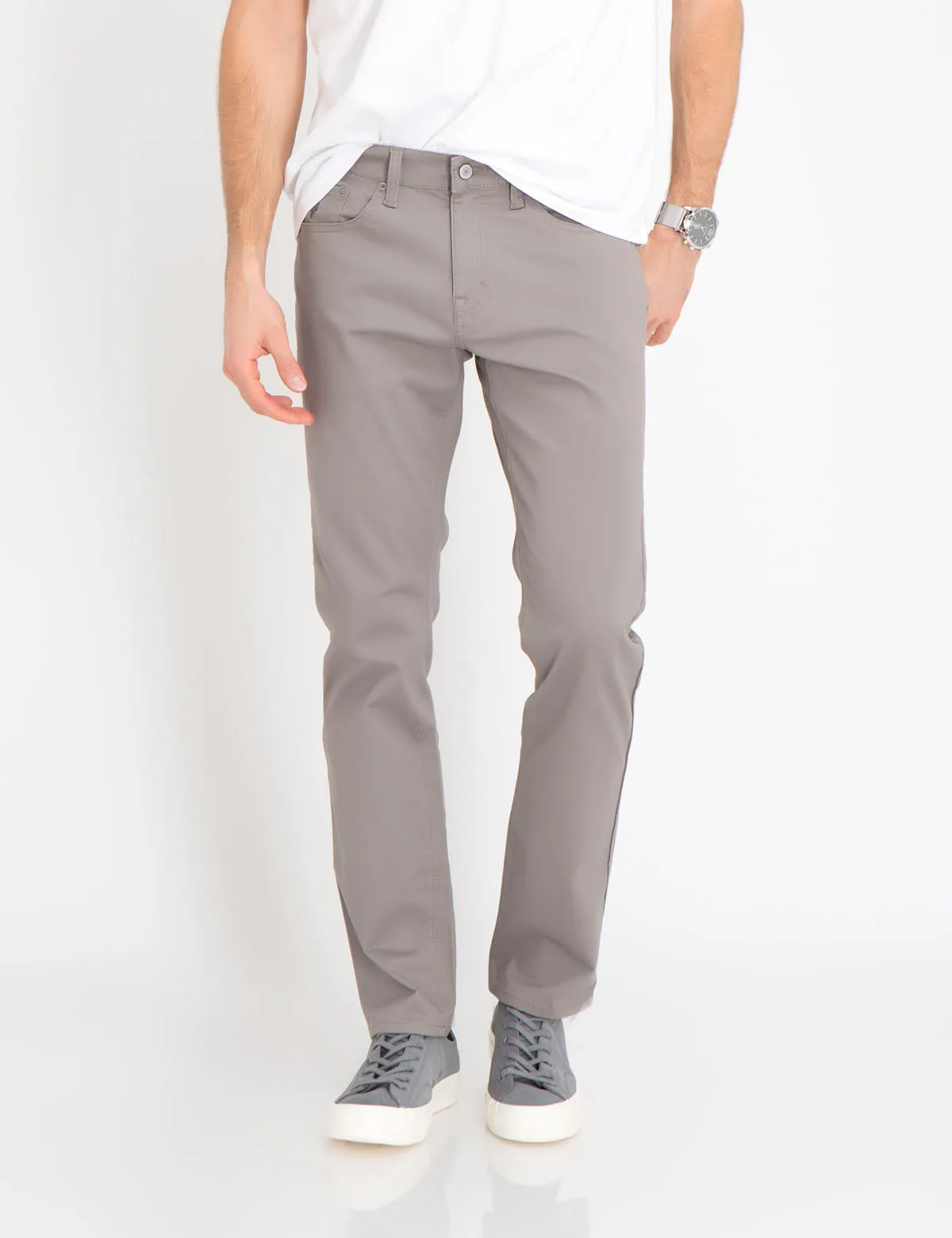 STRETCH SLIM SATEEN PANTS