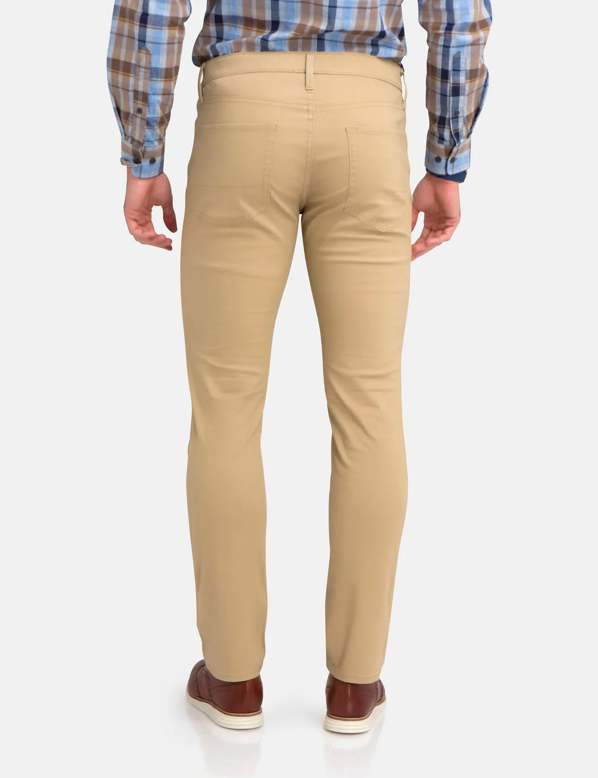 STRETCH SLIM SATEEN PANTS