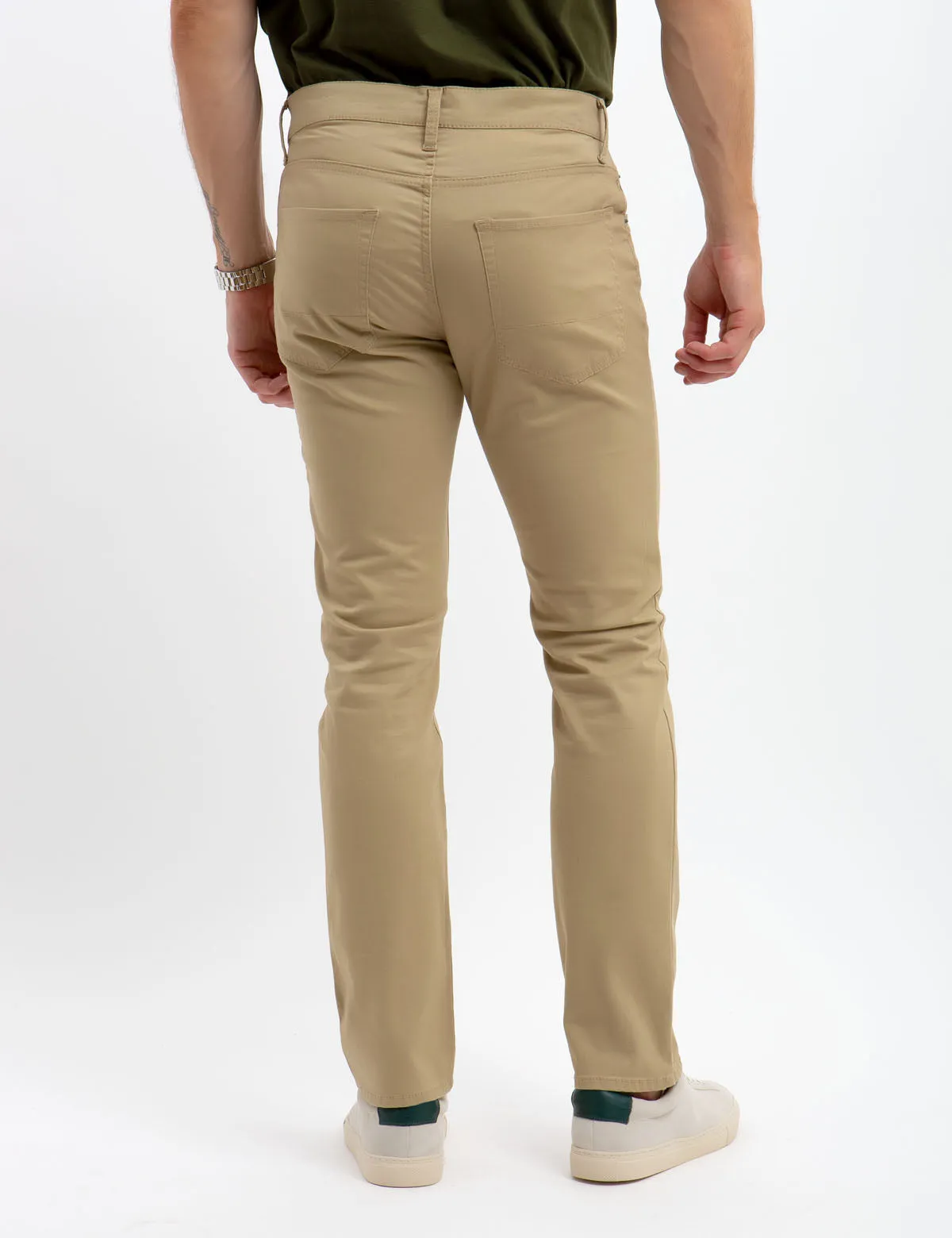 STRETCH SLIM SATEEN PANTS