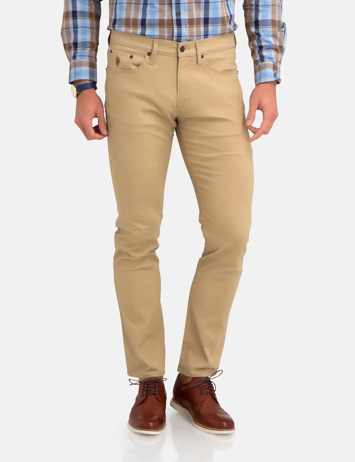 STRETCH SLIM SATEEN PANTS