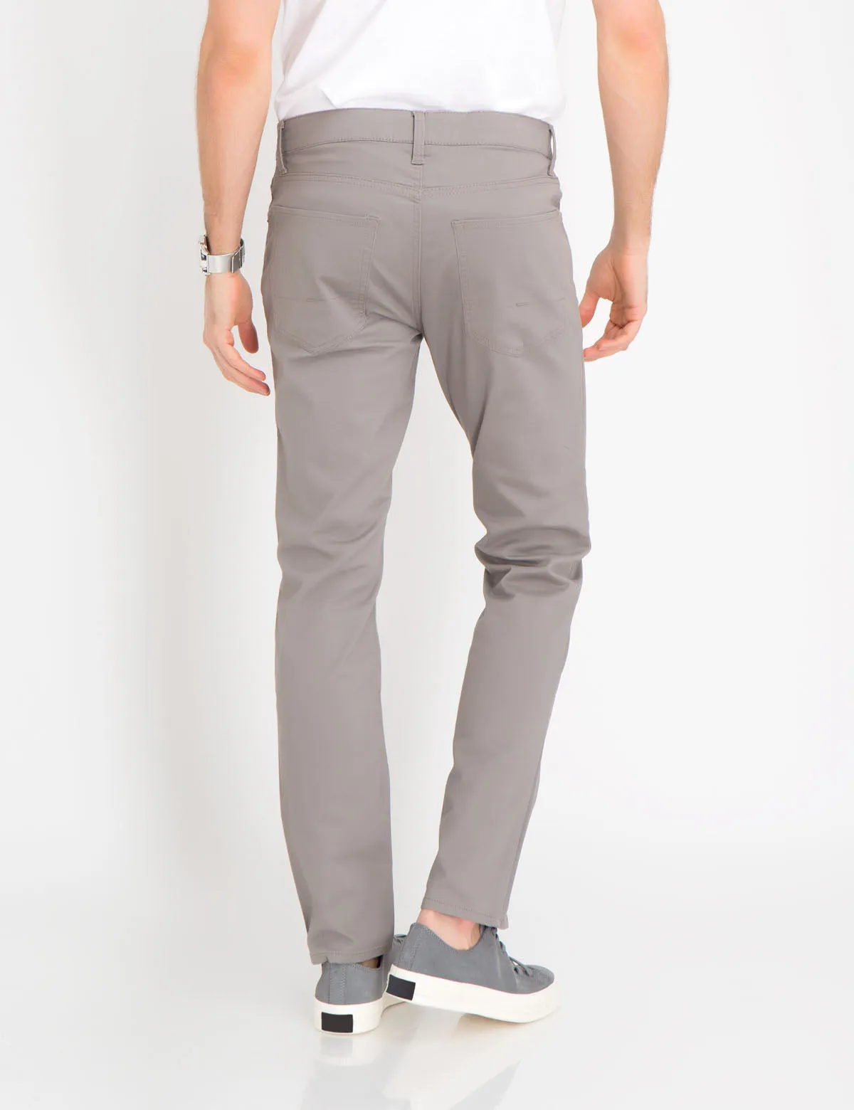 STRETCH SLIM SATEEN PANTS
